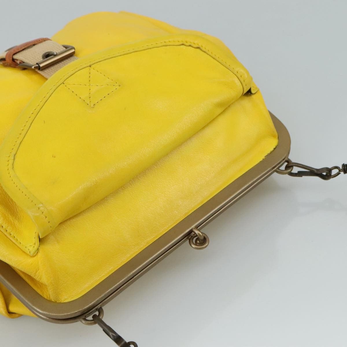 Miu Miu Miu Miu Shoulder Bag Leather Canvas Yellow Beige Size ONE SIZE - 6 Thumbnail