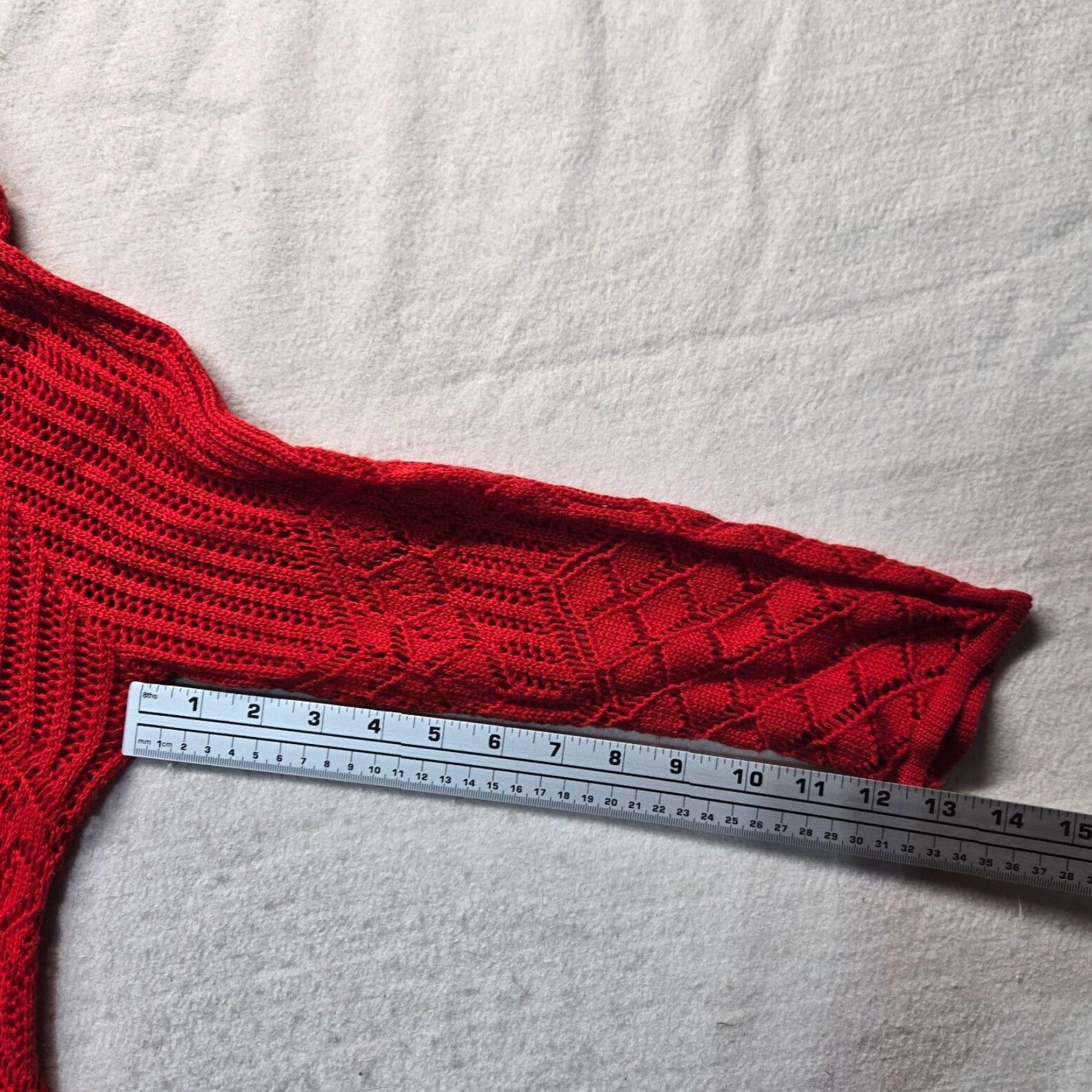 Vintage CATO Sweater Open Knit Red Crew Neck Long Sleeve XL Women’s Pullover Lightweight Knit Open-Knit Regular Fit Vintage: No Size XL / US 12-14 / IT 48-50 - 5 Thumbnail