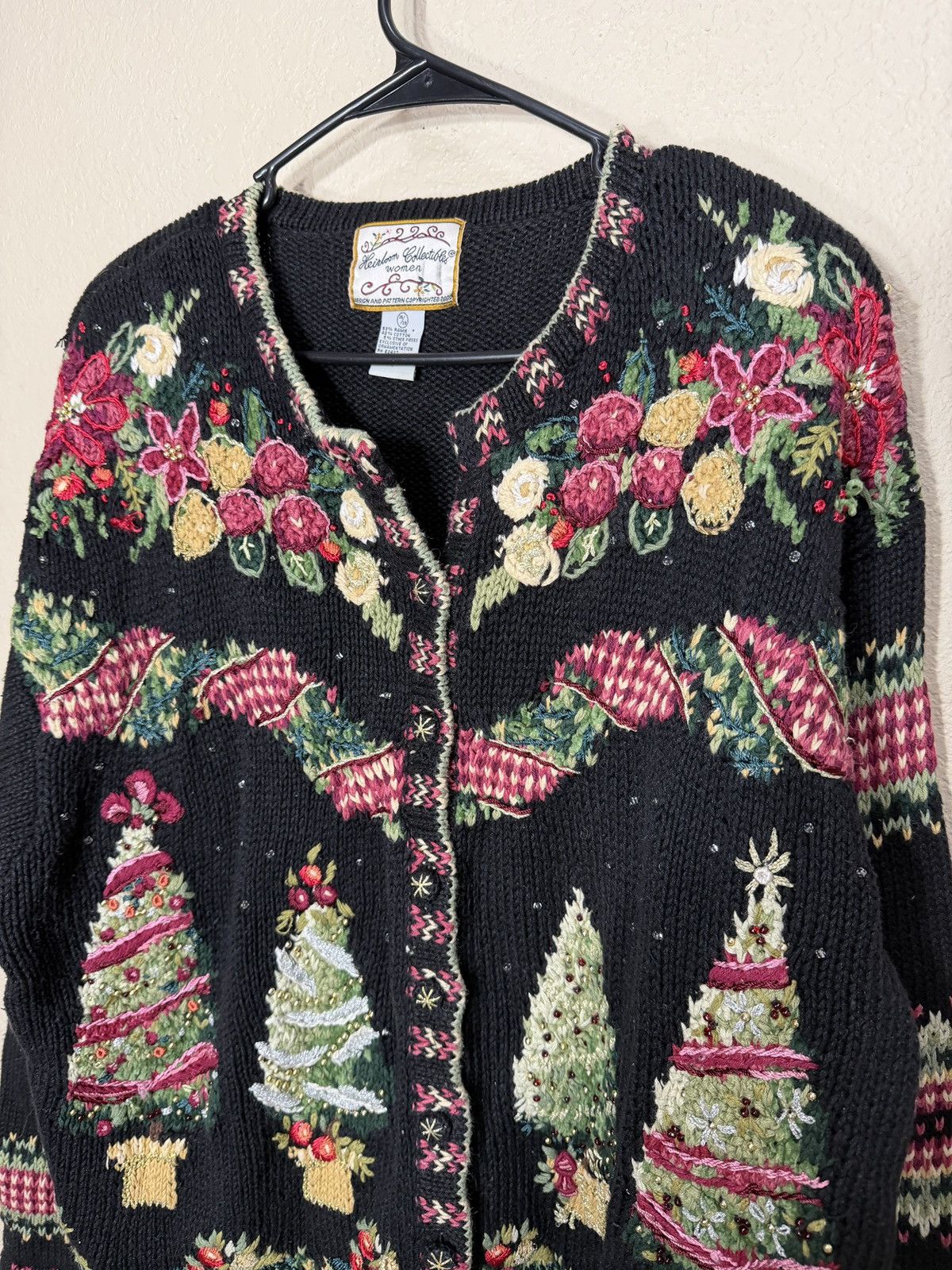 Other Heirloom Collectibles Black Christmas Cardigan Sweater 26/28 Size 3XL / US 20-22 - 2 Thumbnail