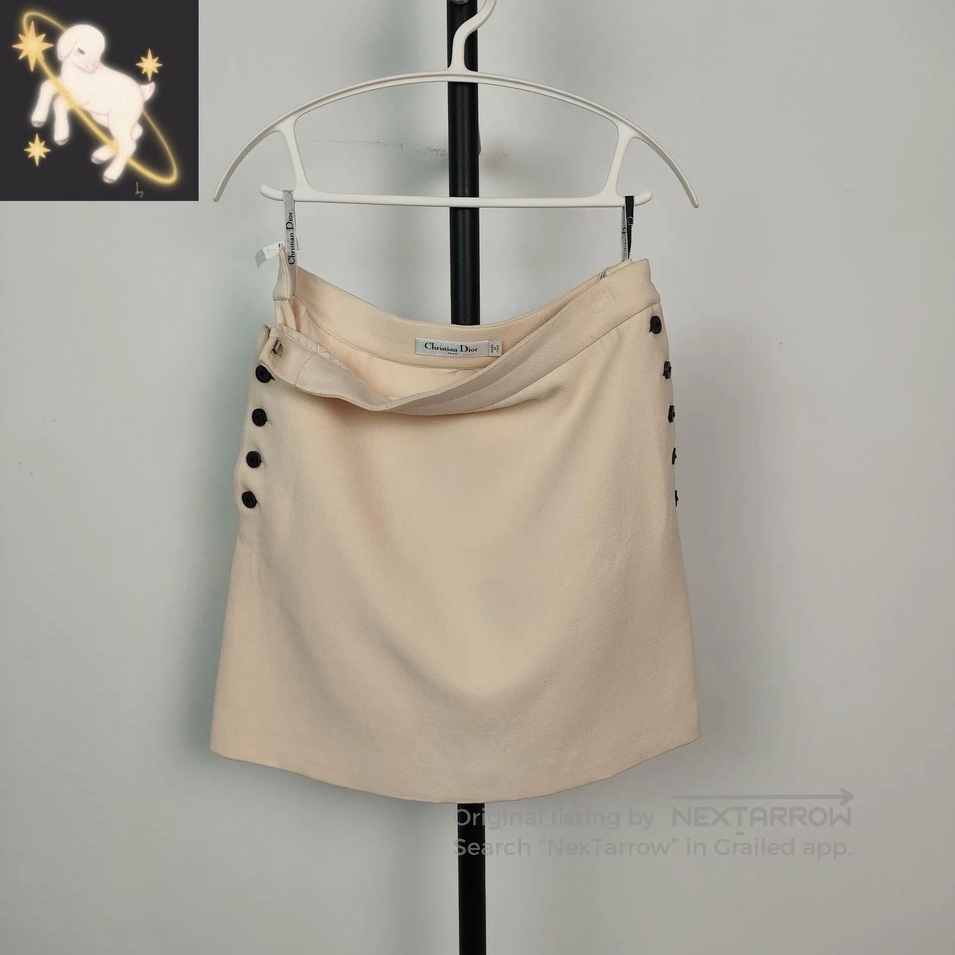 Dior Dior Ivory White Double Breasted Skirt with Black Buttons| Size 37" - 1 Thumbnail