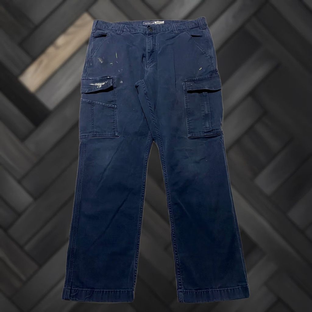 Carhartt Carhartt Mens Rugged Flex Canvas Cargo Work Pants Navy 34x28 BN3574-M Size US 34 / EU 50 - 1 Thumbnail