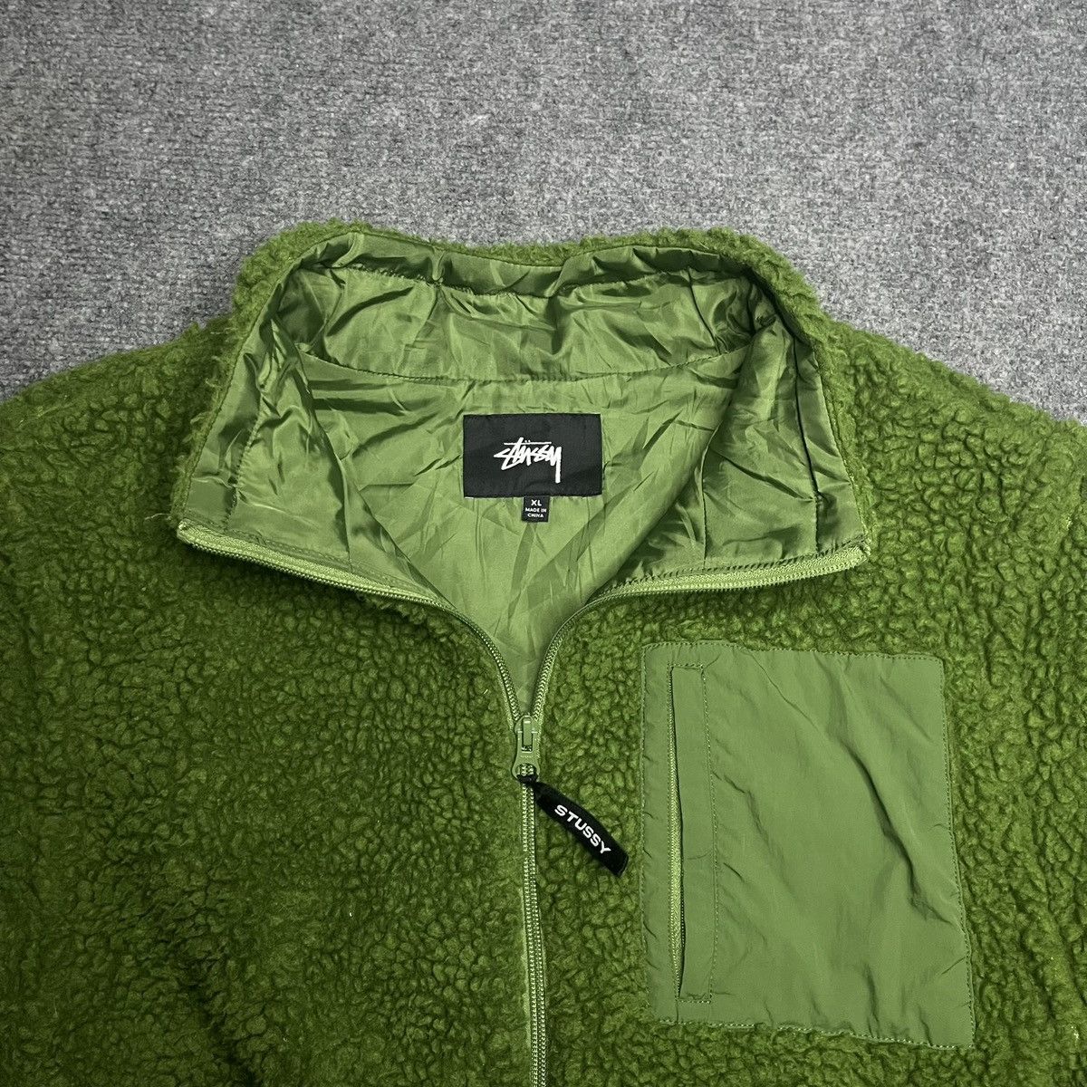 Stussy Crazy Stussy Green Sherpa Jacket/Vest Size US XL / EU 56 / 4 - 4 Thumbnail