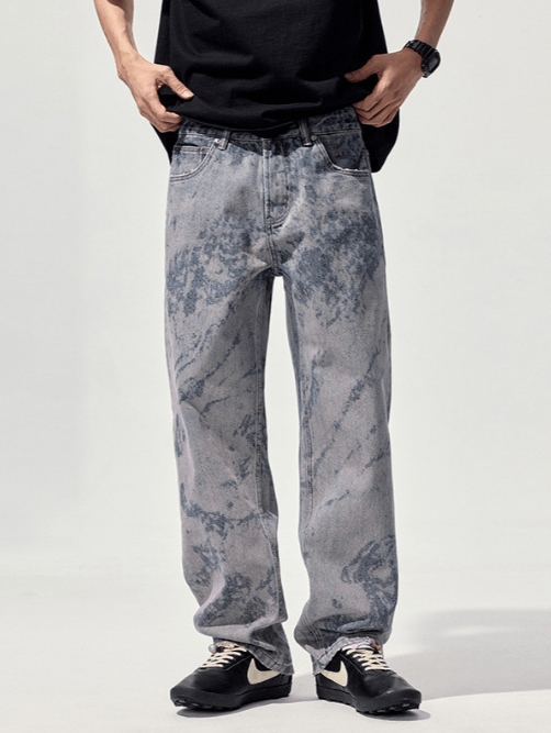 Japanese Brand × Jean Trendy heavy distressed straight loose tie-dyed jeans Size US 32 / EU 48 - 1 Thumbnail