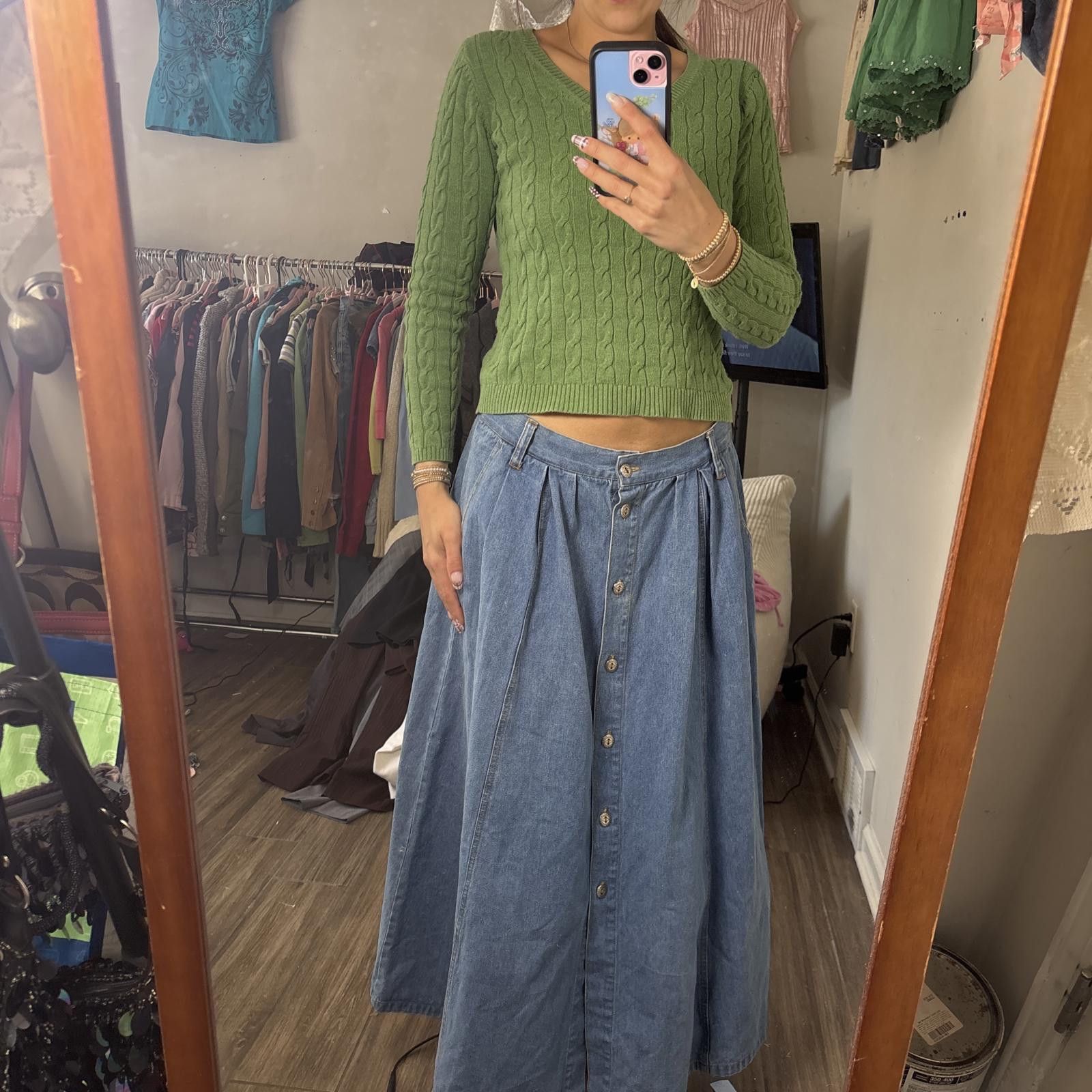 Other vintage denim button up maxi skirt Size 34" / US 12 / IT 48 - 1 Thumbnail