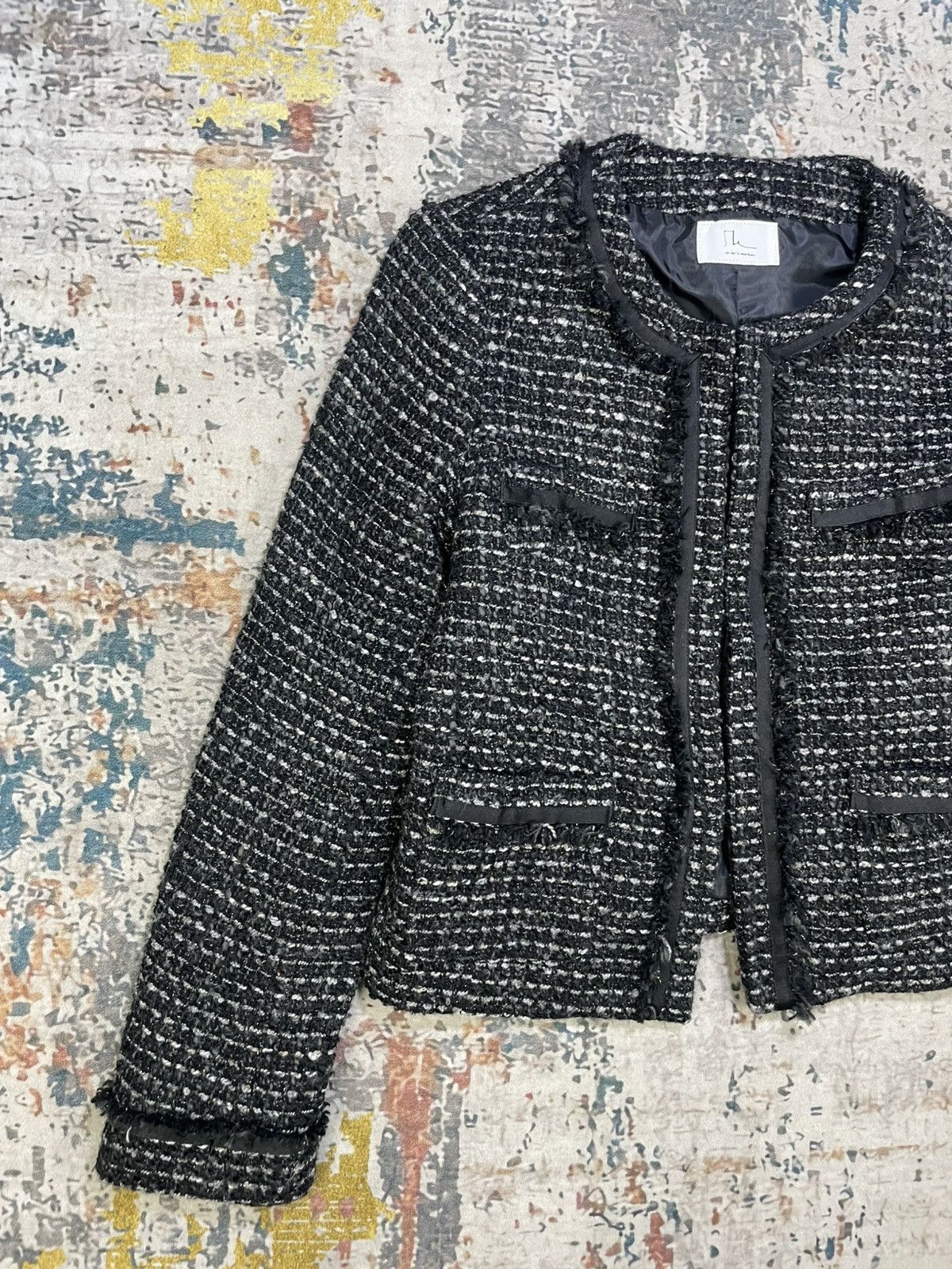 Japanese Brand Air Des Le Coeur Blanc Cropped Tweed Jacket Size XS / US 0-2 / IT 36-38 - 2 Thumbnail