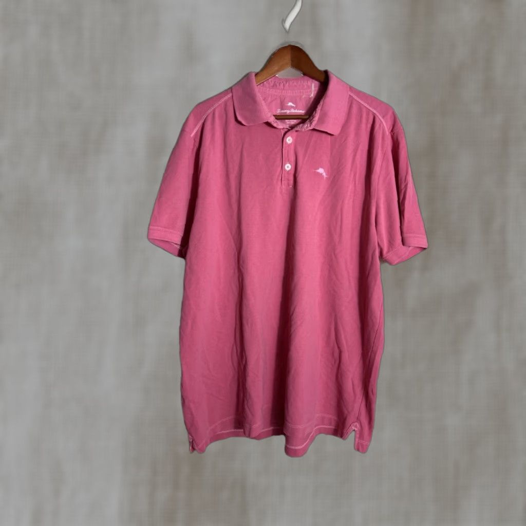 Tommy Bahama Tommy Bahama Polo Shirt Mens XL Short Sleeve Salmon Pink Cotton Stains Size US XL / EU 56 / 4 - 1 Thumbnail