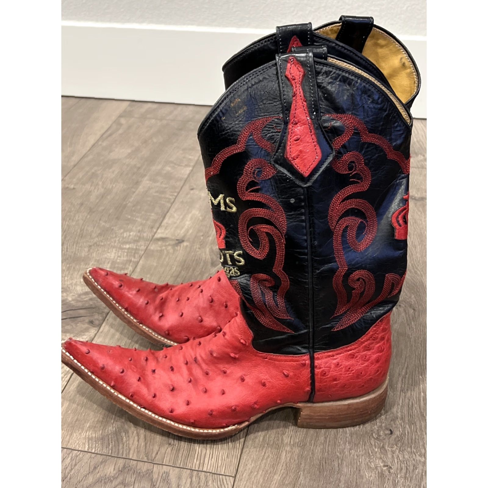 Vintage Rams Boots Las Vegas Cowboy Boots Black Red Leather Size 7.5 Western Mens Size US 7.5 / EU 40-41 - 6 Thumbnail