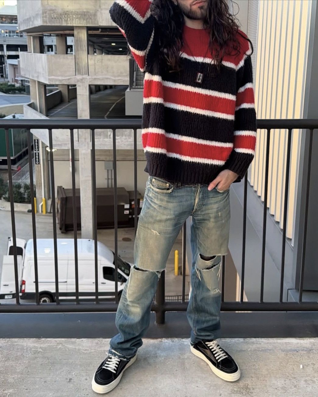 Celine Celine Striped Shaggy Knit Sweater By Hedi Slimane Size US M / EU 48-50 / 2 - 2 Thumbnail