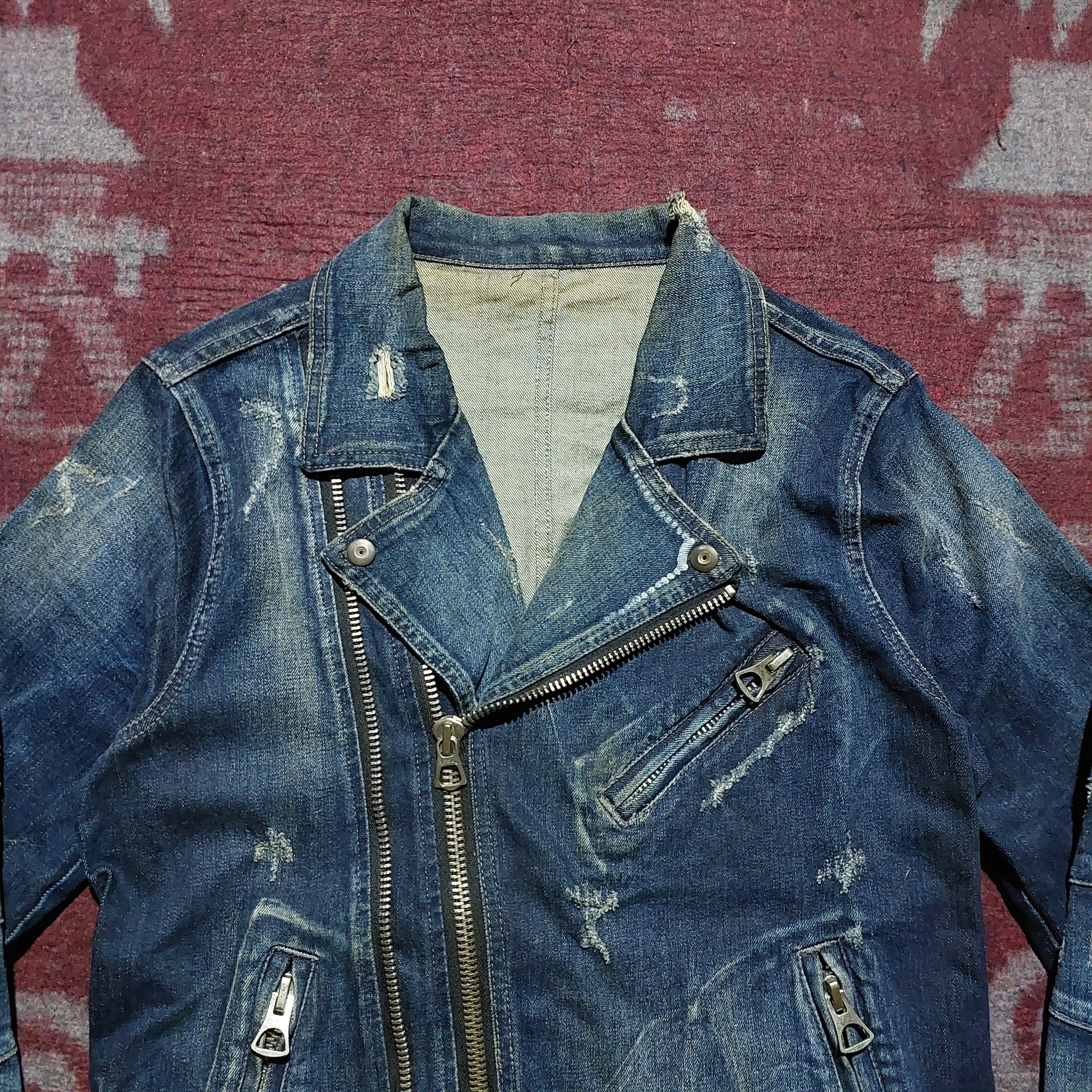 semanticdesign Semantic design asymmetric zip distressed biker denim jacket Size US L / EU 52-54 / 3 - 2 Thumbnail