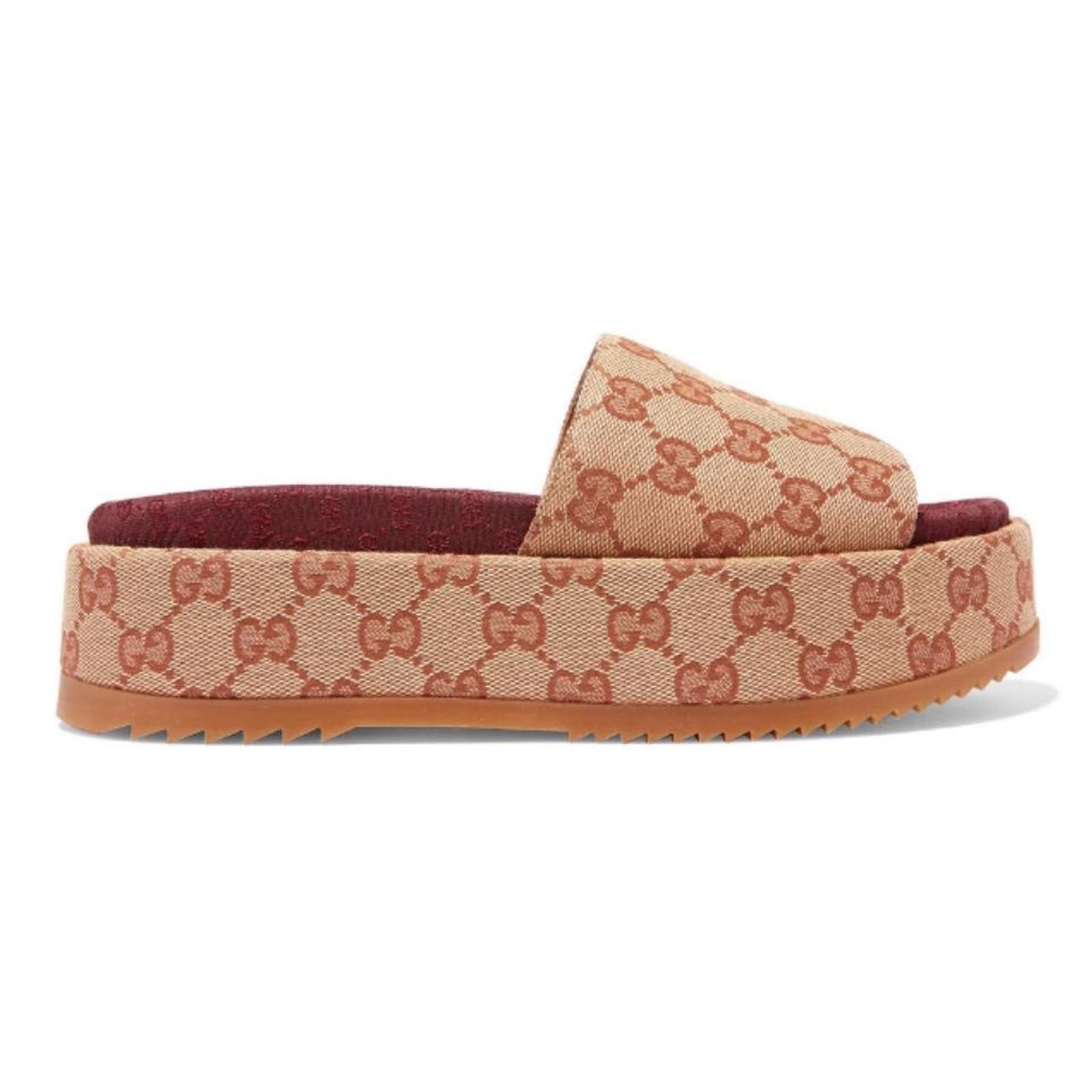 image of Gucci Angelina Original GG Logo Platform Slides 38 in Beige, Women's