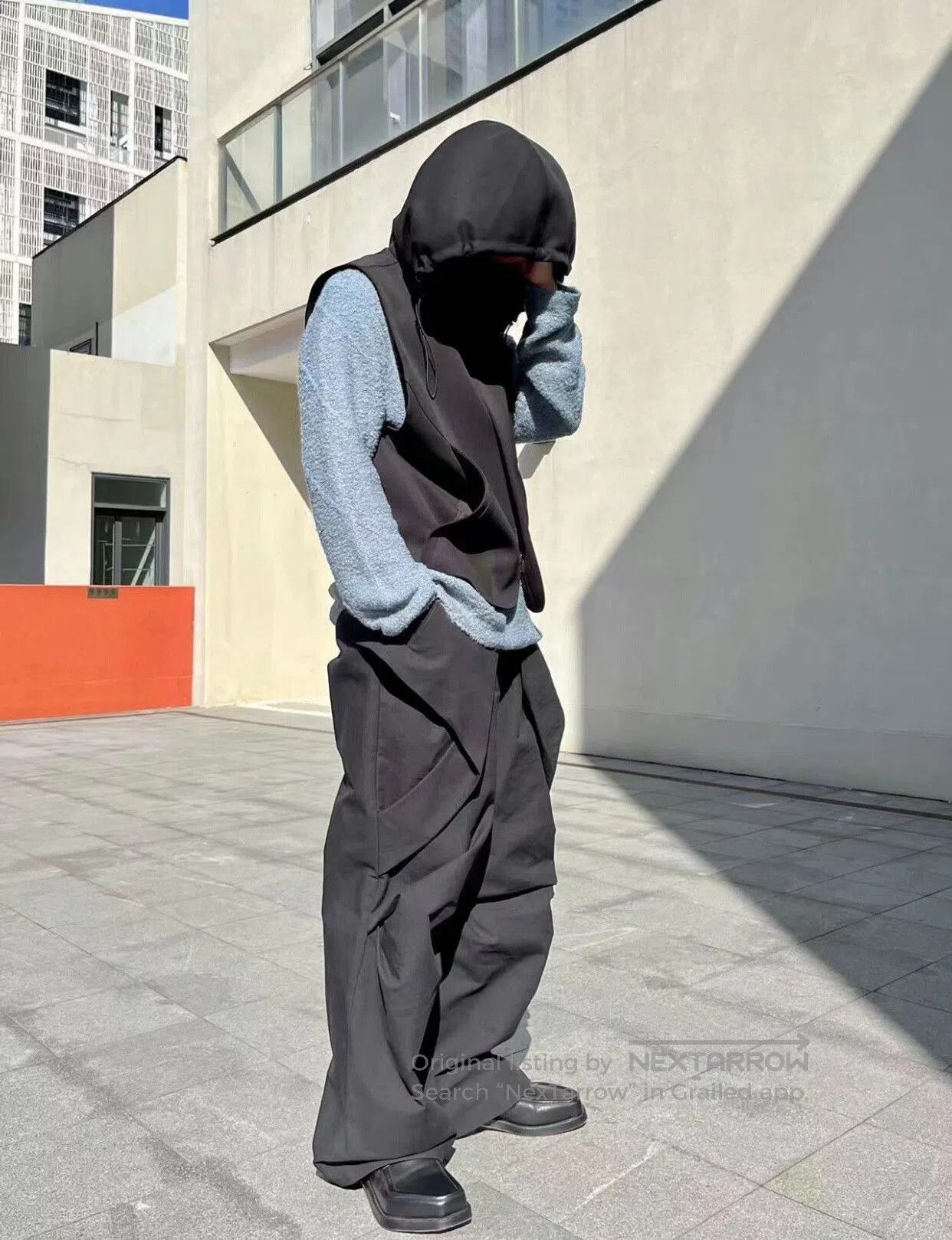 Other Black Wide-Leg Trousers with Unique Design. Size 41" - 9 Thumbnail