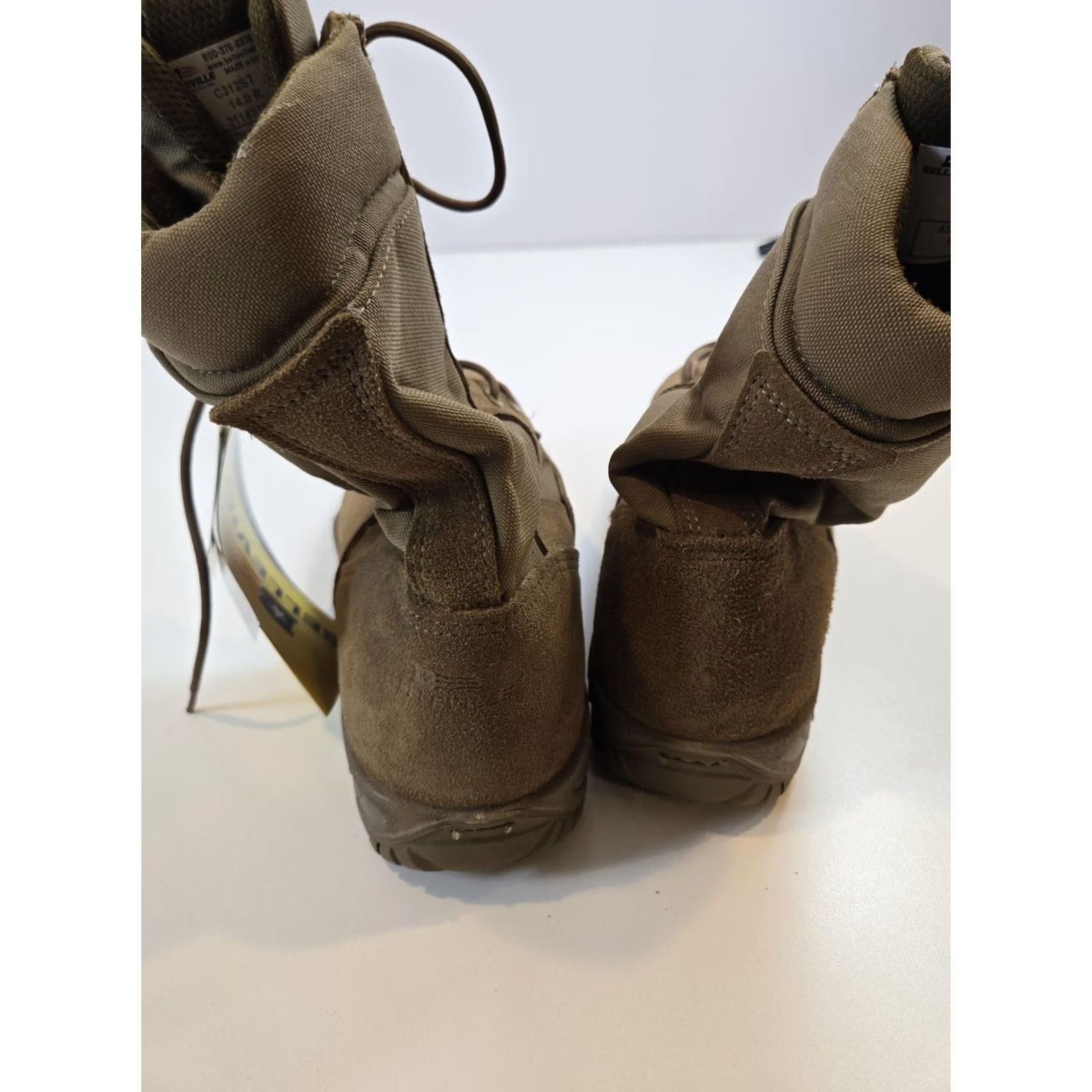 Vintage BELLEVILLE Hot Weather Steel Toe TACTICAL BOOTS Men’s Size 14 R Coyote Brown Size US 14 / EU 47 - 3 Thumbnail