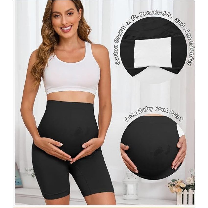 The Unbranded Brand SIZE SMALL Maternity Shorts Over Belly MidThigh HighWaist Size 24" / US 00 / IT 34 - 2 Thumbnail