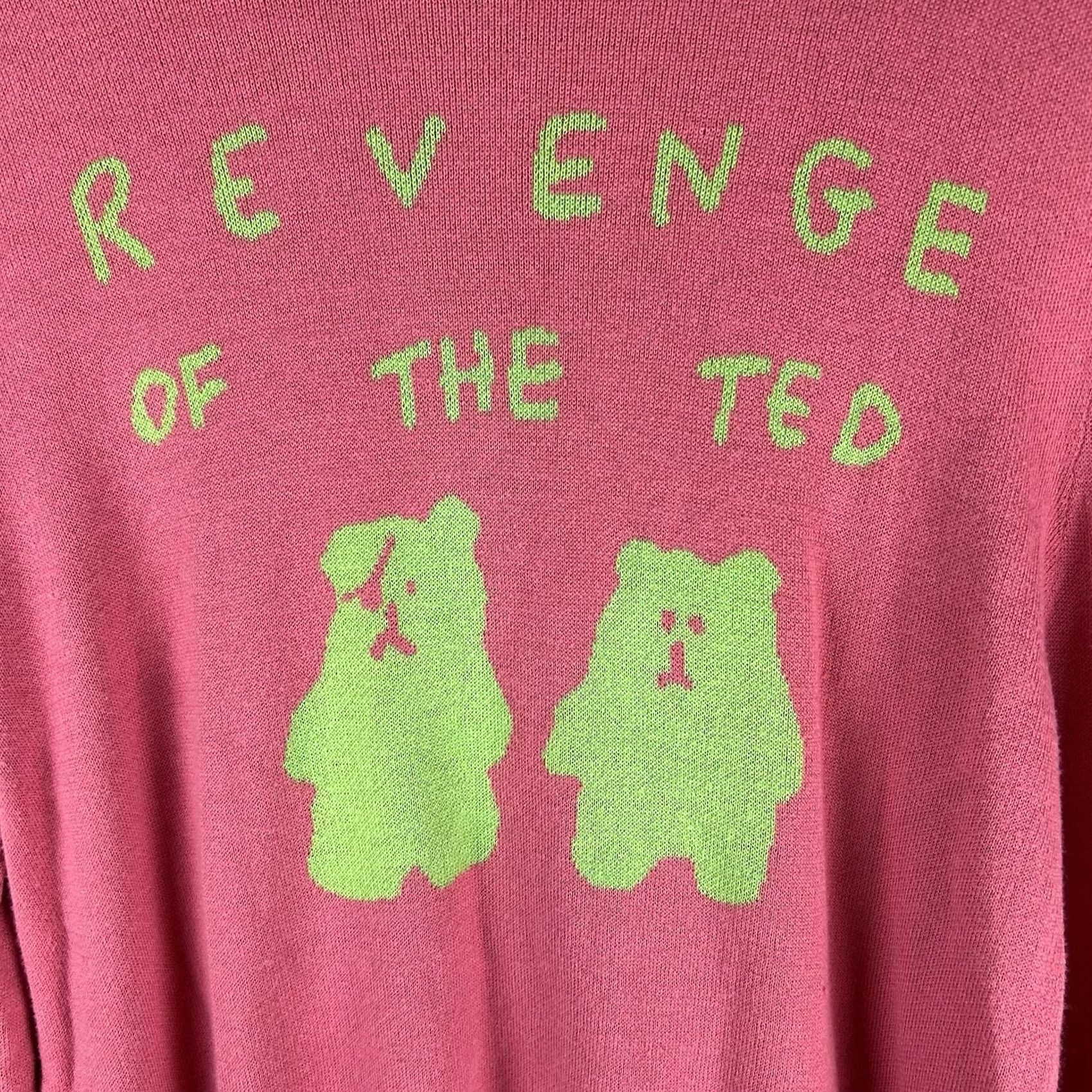 Teddy Fresh Teddy Fresh Sweater Women's Large Pink Revenge Of The Ted Streetwear Pullover Crew Neck Knit Long Sleeve Casual Size L / US 10 / IT 46 - 2 Thumbnail