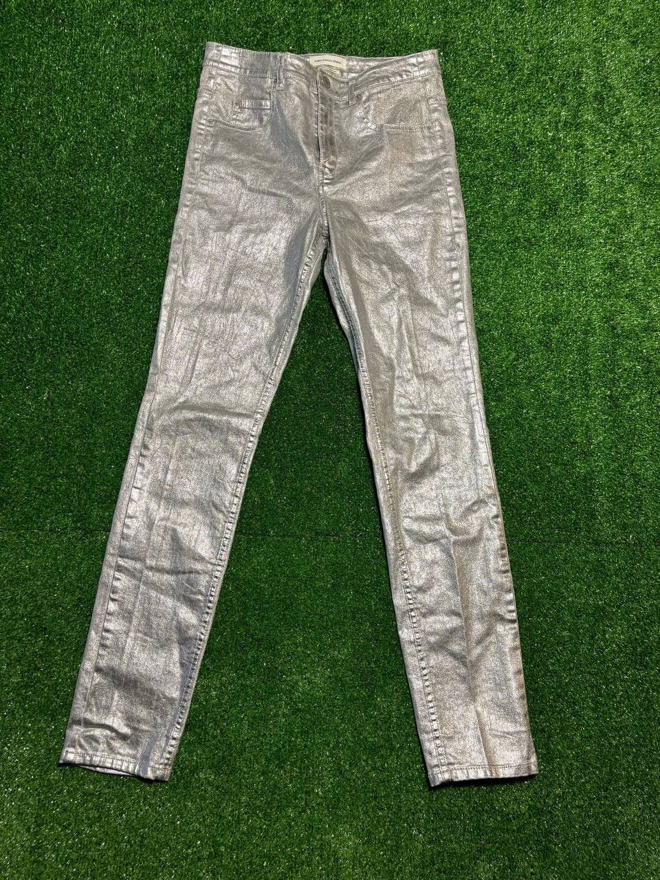 Isabel Marant Etoile Isabel Marant Etoile Silver Coated Metallic Skinny Jeans Size 25" / US 0 / IT 36 - 1 Thumbnail