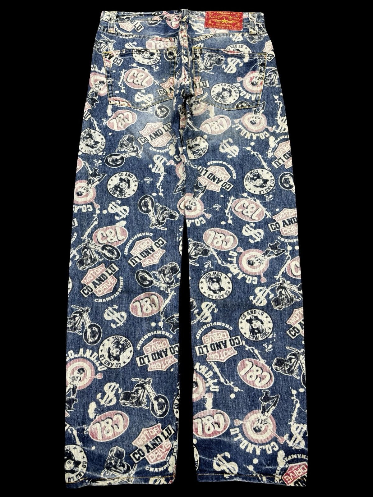 Designer Co&Lu Japan Dope Sick Full Print Denim F750 Size US 31 - 2 Thumbnail
