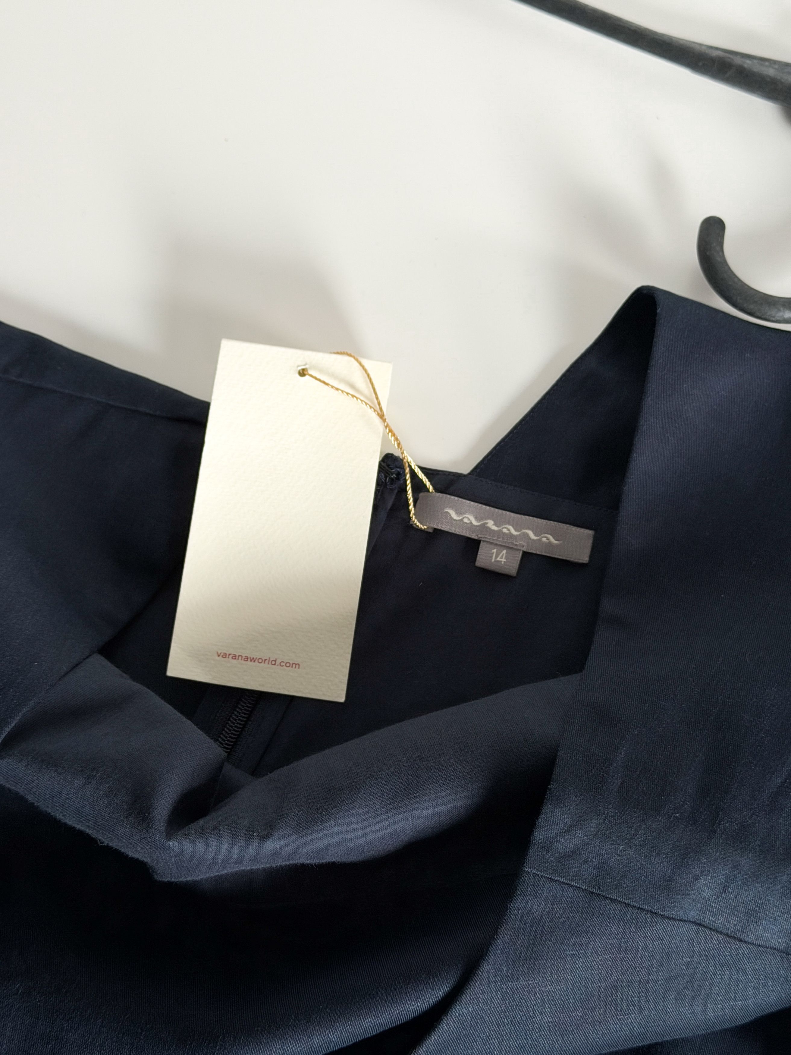 Other Varana London Luxury Navy Sleeveless Dress Cotton Lining Size L / US 10 / IT 46 - 3 Thumbnail