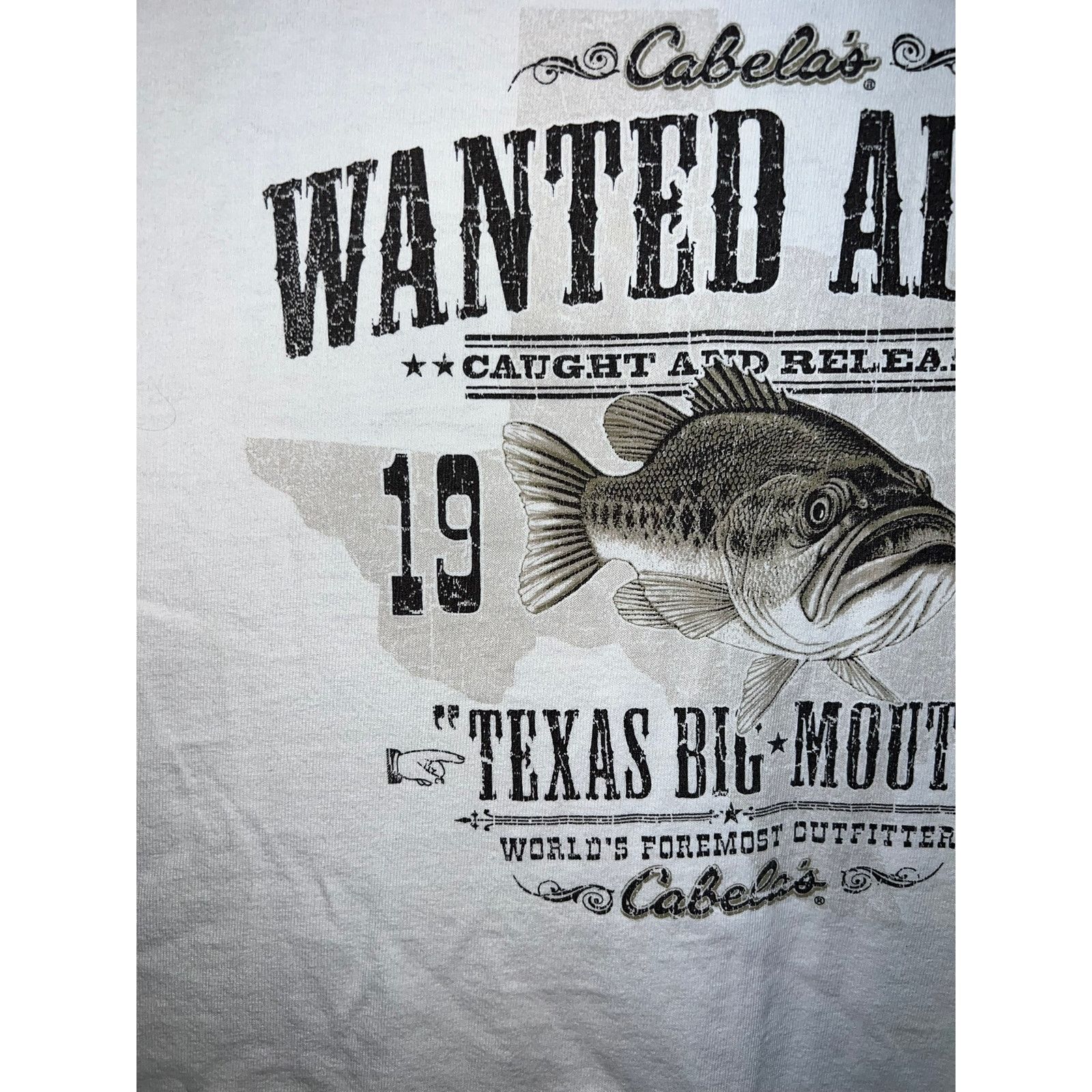 Gildan Vintage Cabelas Shirt Fishing Fish Texas Bigmouth Bass XL Size US XL / EU 56 / 4 - 3 Thumbnail