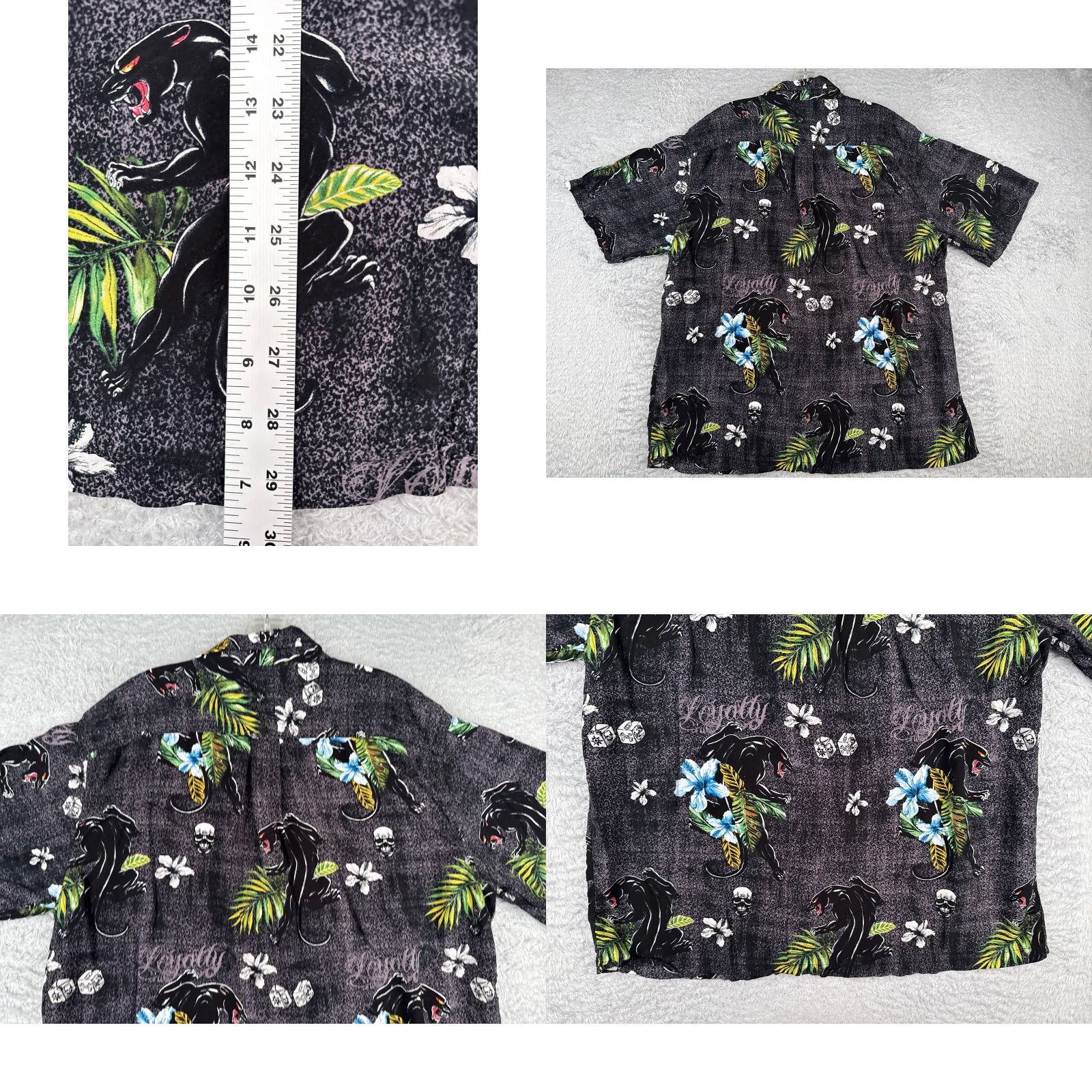Vintage Junction West Shirt Men 2XL Black Floral Hawaiian Button-Up Casual Short Sleeve Viscose Rayon All Seasons Breathable Pockets Vintage No Size US XXL / EU 58 / 5 - 9 Thumbnail