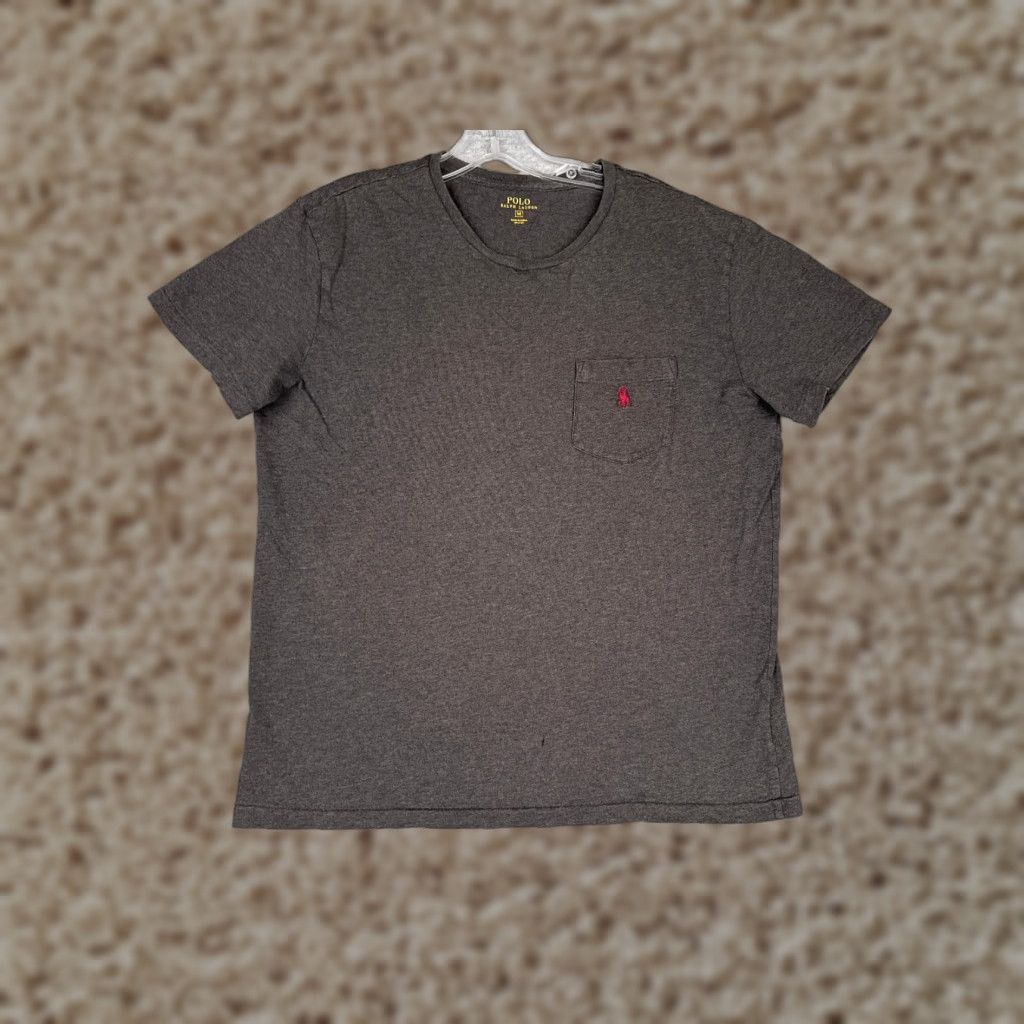 Ralph Lauren Polo Ralph Lauren Shirt Adult Medium Gray Crew Neck 100% Cotton Pocket Logo American Outdoor Men T-Shirt Short Sleeve All Seasons Regular Size M Mens Size US M / EU 48-50 / 2 - 1 Thumbnail