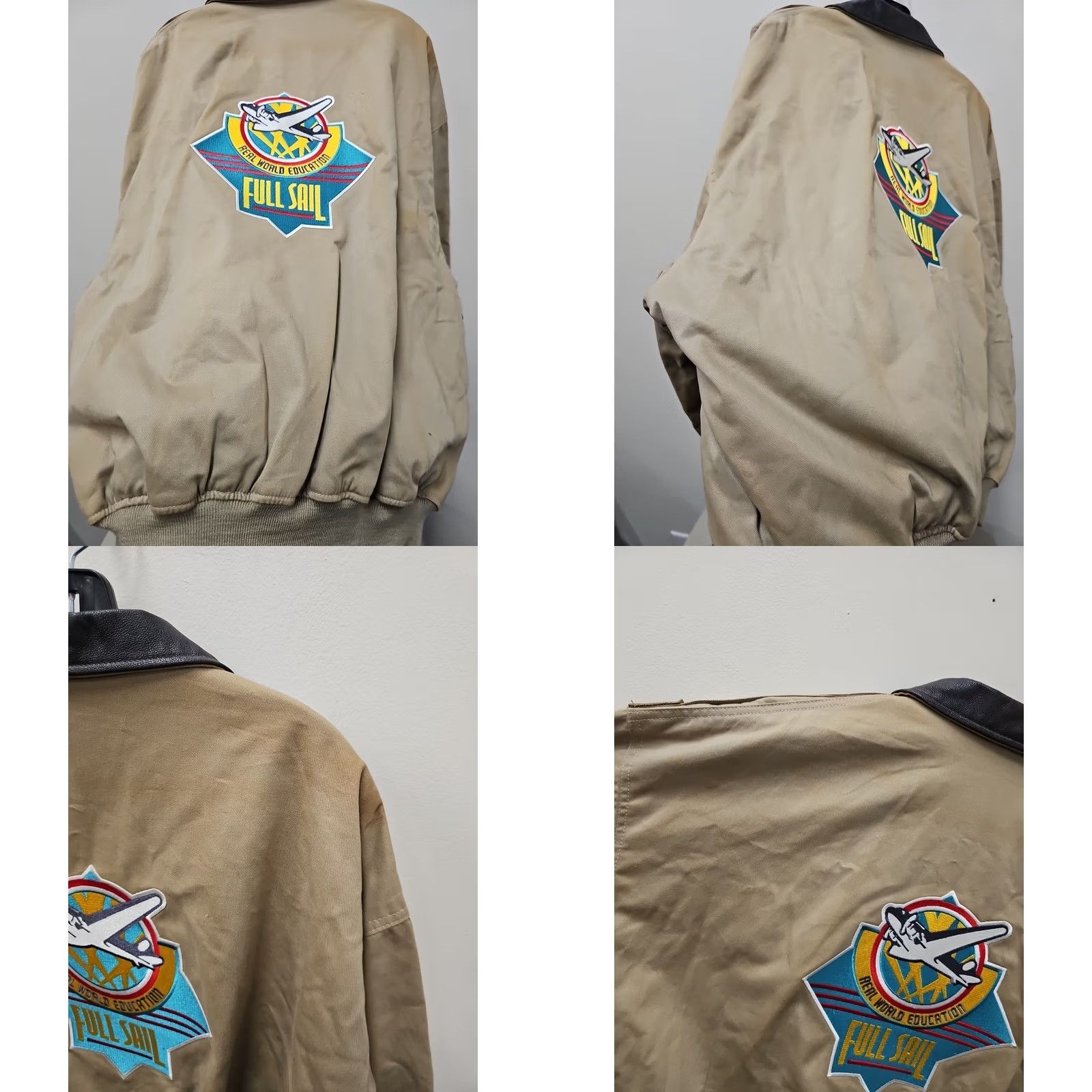 Avirex VINTAGE Avirex LTD A-2 1987 Bomber Jacket Collared Mens XL Beige Navy 1980s 8/21ss Size US XL / EU 56 / 4 - 10 Thumbnail