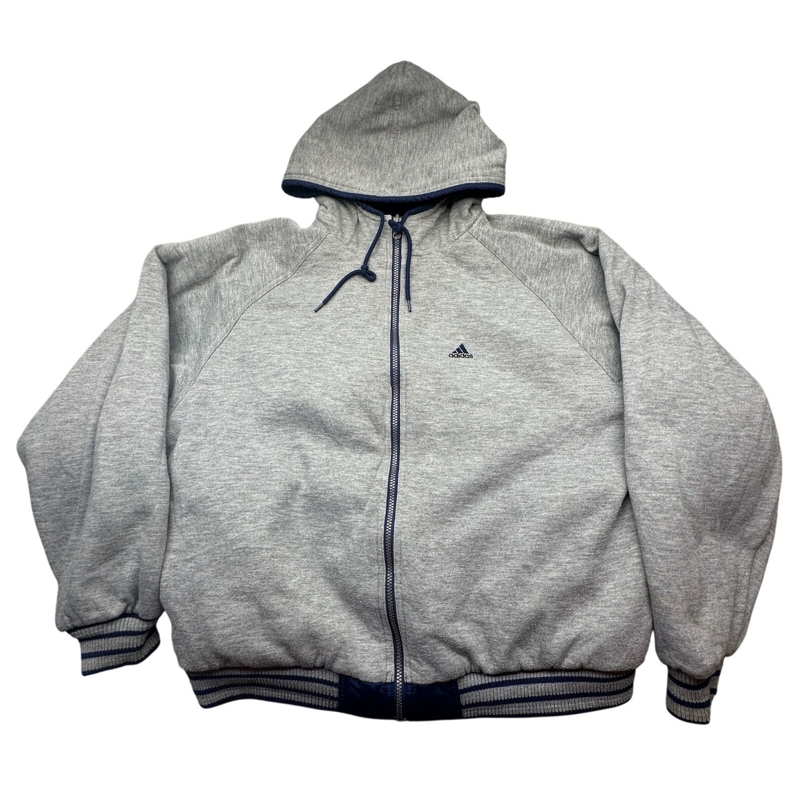 Adidas VTG 90s Adidas Reversible Nylon Jacket Hoodie Large Blue Size US L / EU 52-54 / 3 - 3 Thumbnail