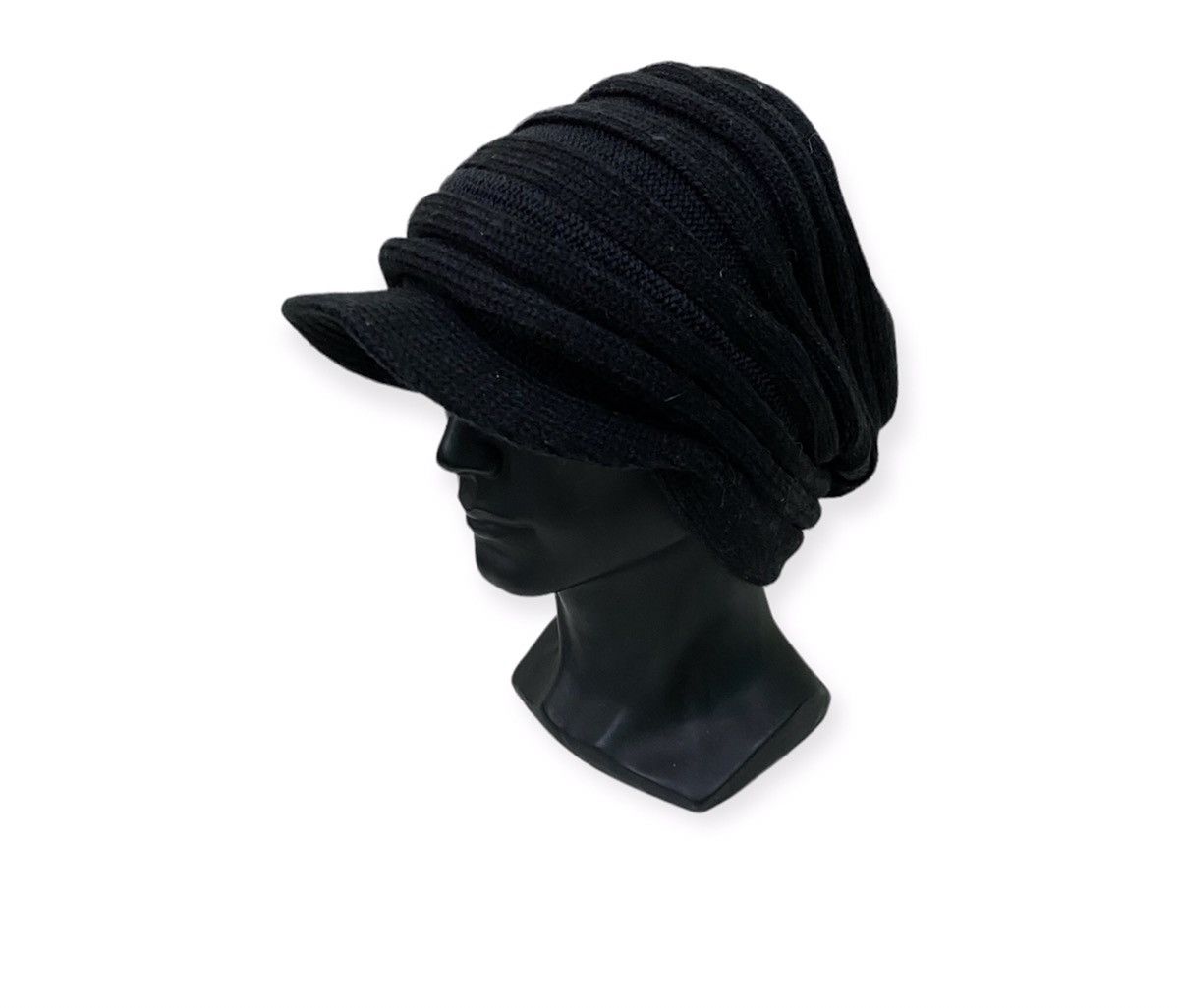 image of Hang Over Turban Style Visor Beanie Hat in Black, Men's