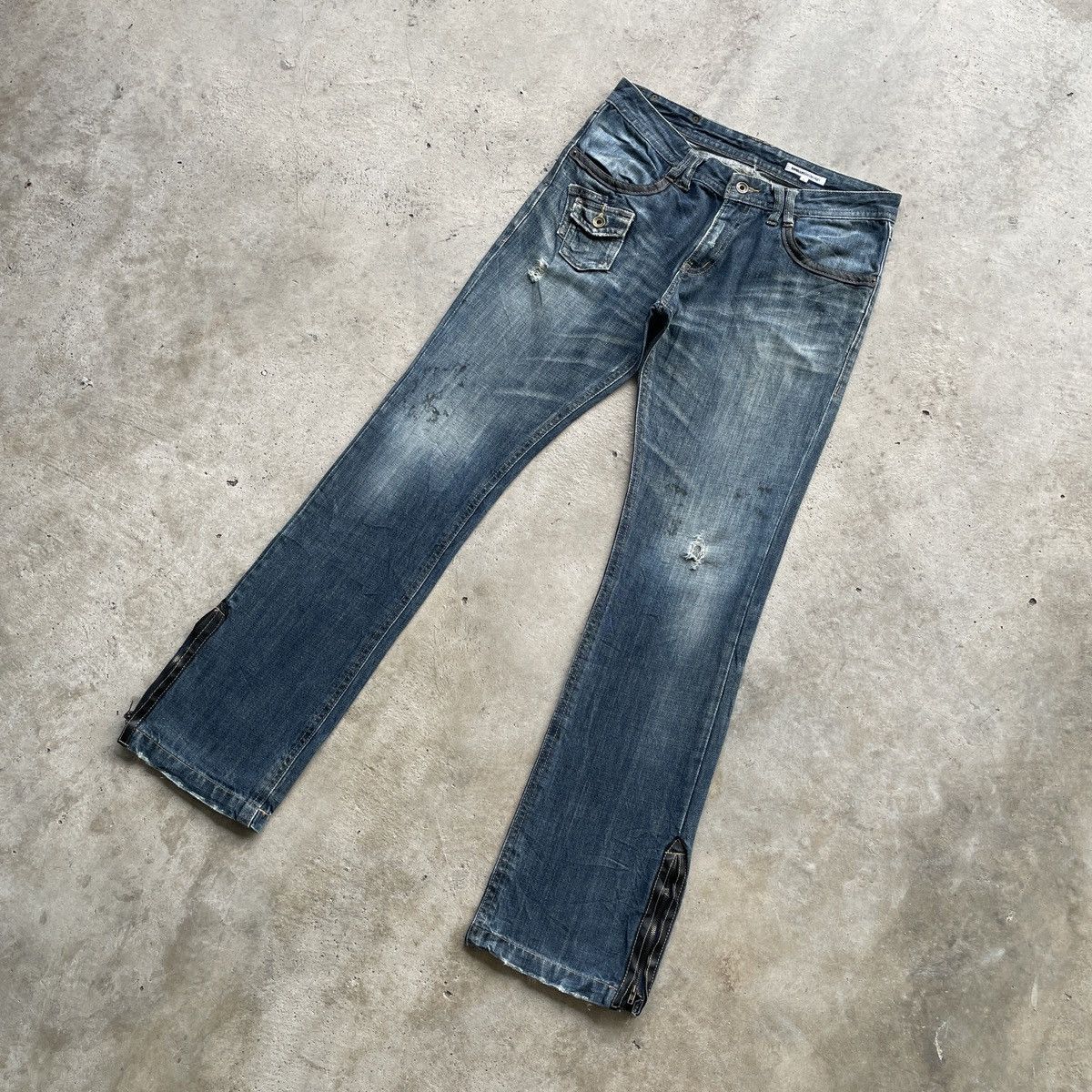 If Six Was Nine Vintage Semantic Design Flare Faded Bootcut Jeans Pants W33 Size US 33 - 3 Thumbnail