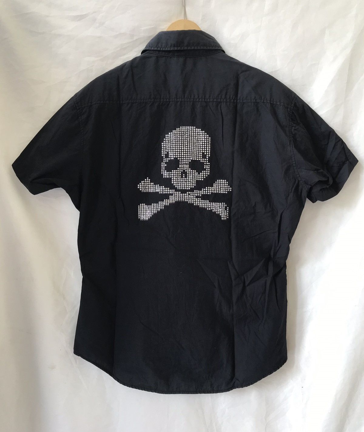 image of Beauty Beast x Le Grande Bleu L G B Western Rock Shirt Glitter Skull in Black, Men's (Size Medium)