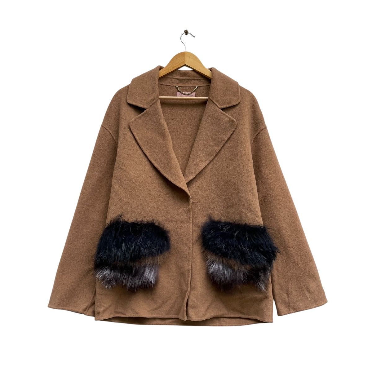 Other Italian Designer Coccapani Faux Fur Dual Pocket Wool Jacket Size M / US 6-8 / IT 42-44 - 1 Thumbnail