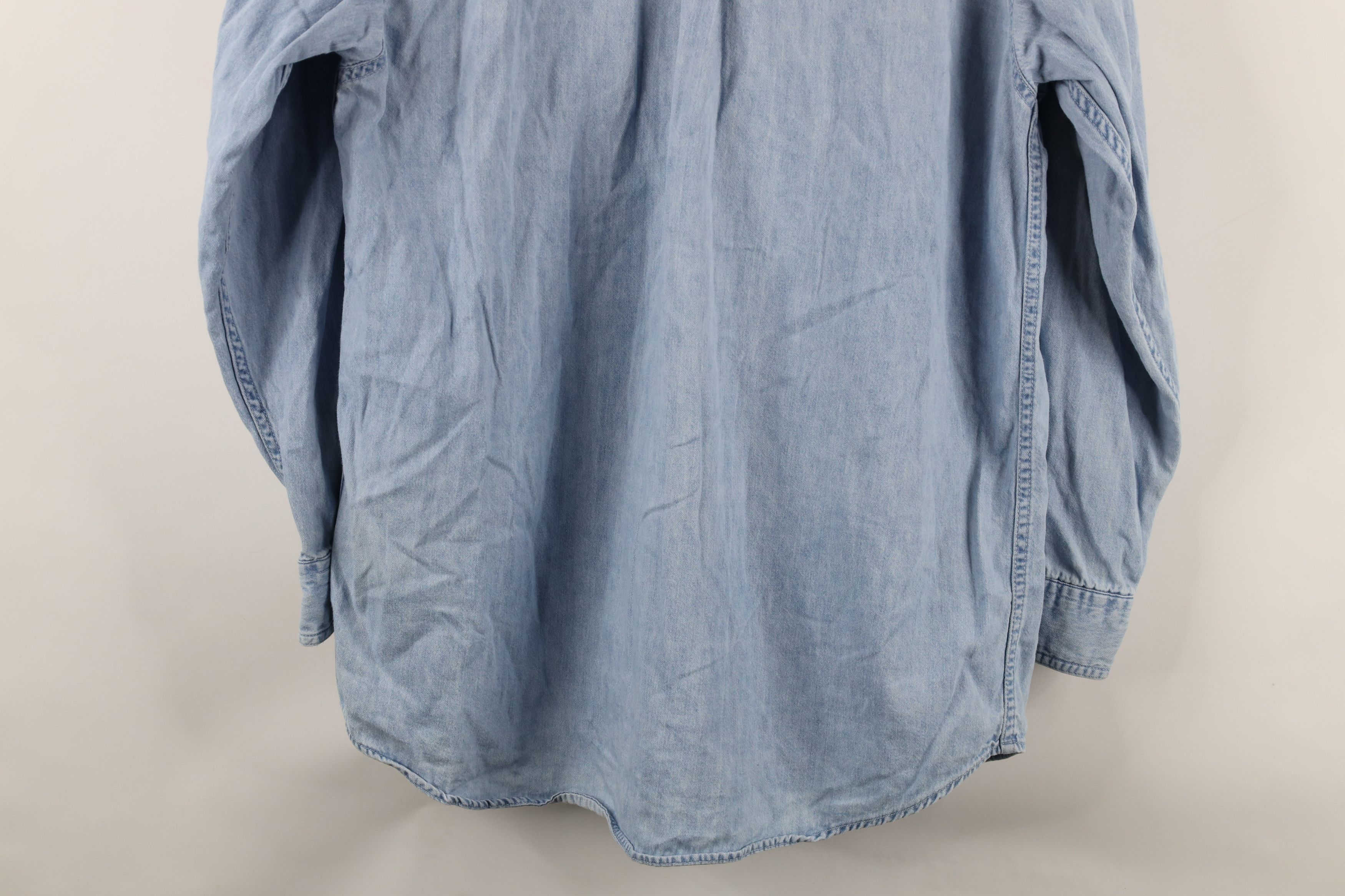Vintage Vintage 90s Streetwear Collared Denim Jean Button Down Shirt Size US S / EU 44-46 / 1 - 10 Thumbnail