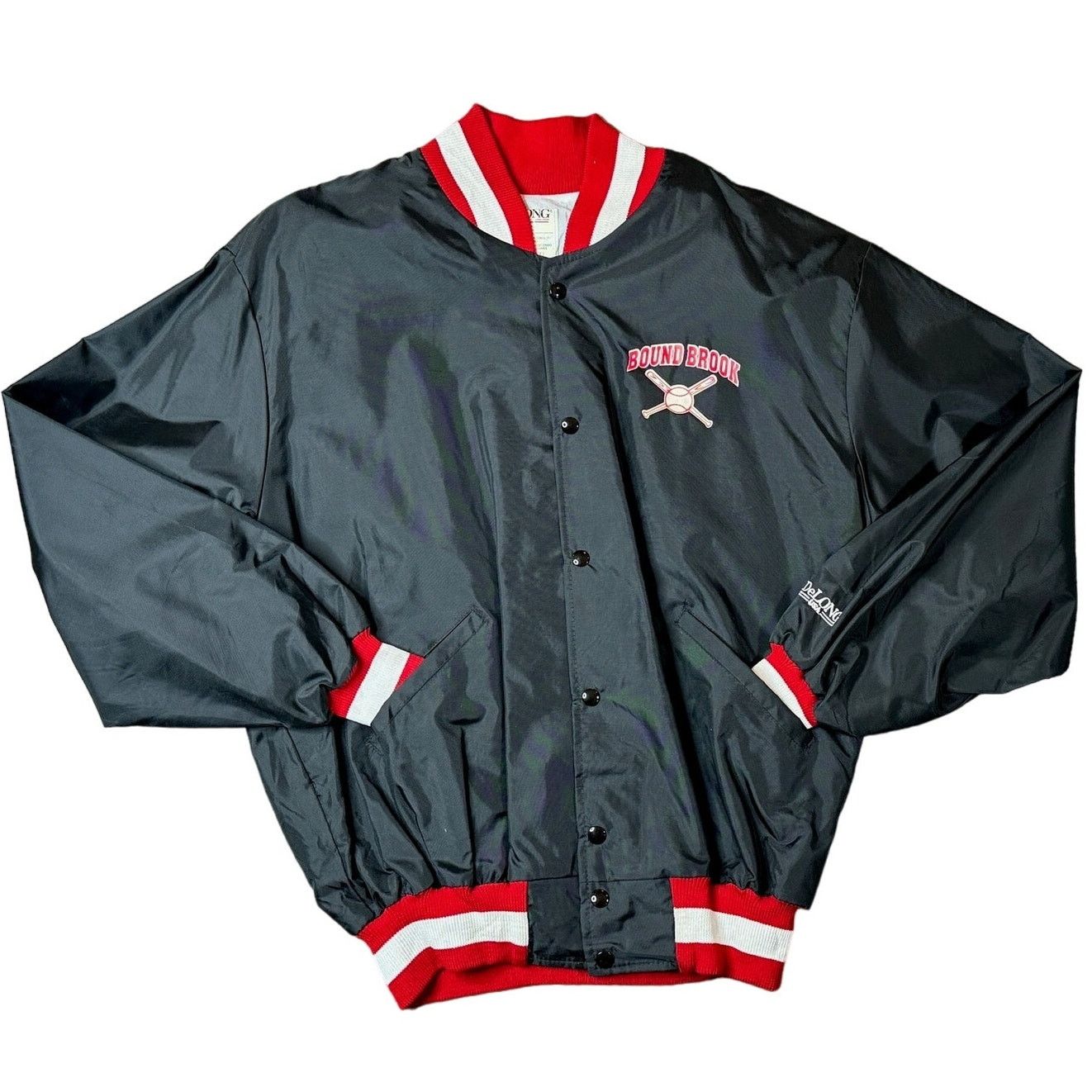 Delong Vintage DeLong USA Black Red Baseball Jacket Bound Brook XL Size US XL / EU 56 / 4 - 1 Thumbnail