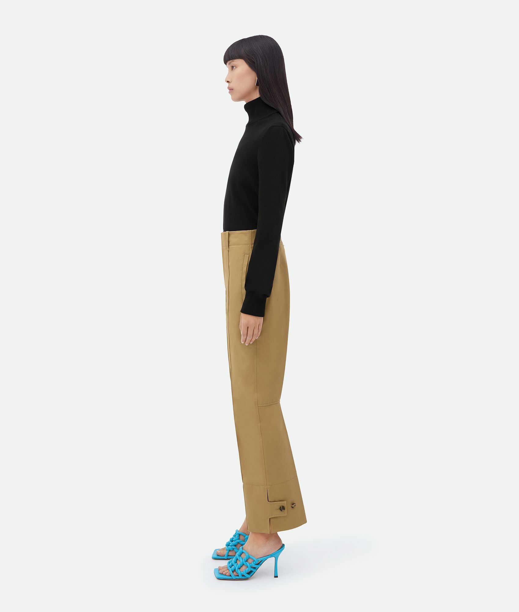 Bottega Veneta o1bcso1str0225 Slim Leg Cotton Twill Pant in Beige Size 24" / US 00 / IT 34 - 2 Thumbnail