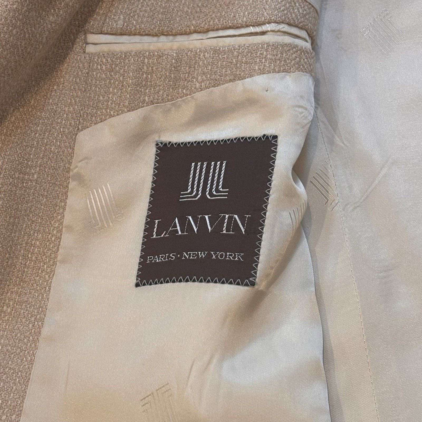 Lanvin Vintage Lanvin Light Tan Textured Linen Blazer USA 42R* Size 42R - 3 Thumbnail
