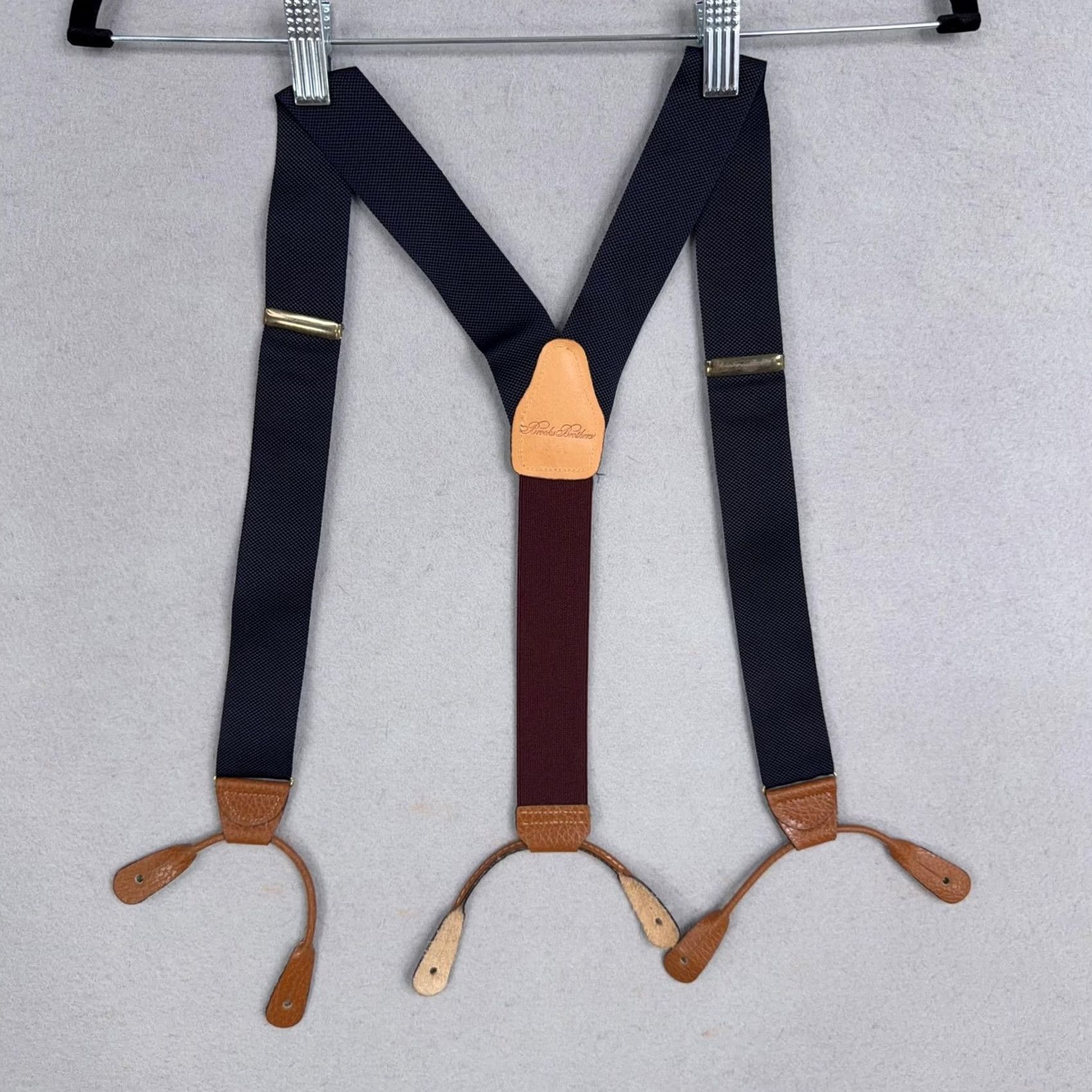 Brooks Brothers Brooks Brothers Mens Suspenders One Size Blue Elastic Leather Adjustable Size ONE SIZE - 6 Thumbnail