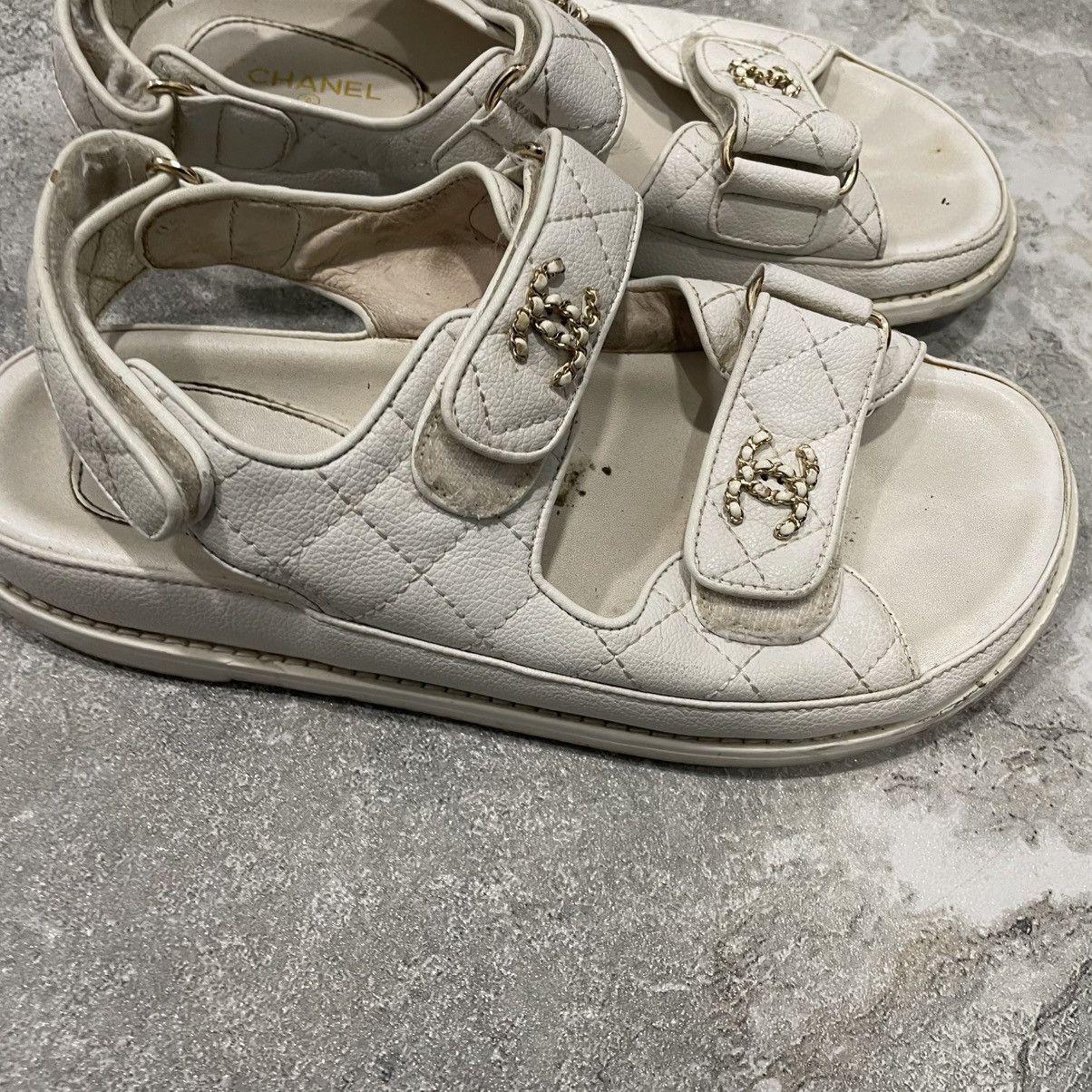 Vintage Chanel Dad Sandals slip on shoes old luxury flats mules Size US 10 / IT 40 - 2 Thumbnail
