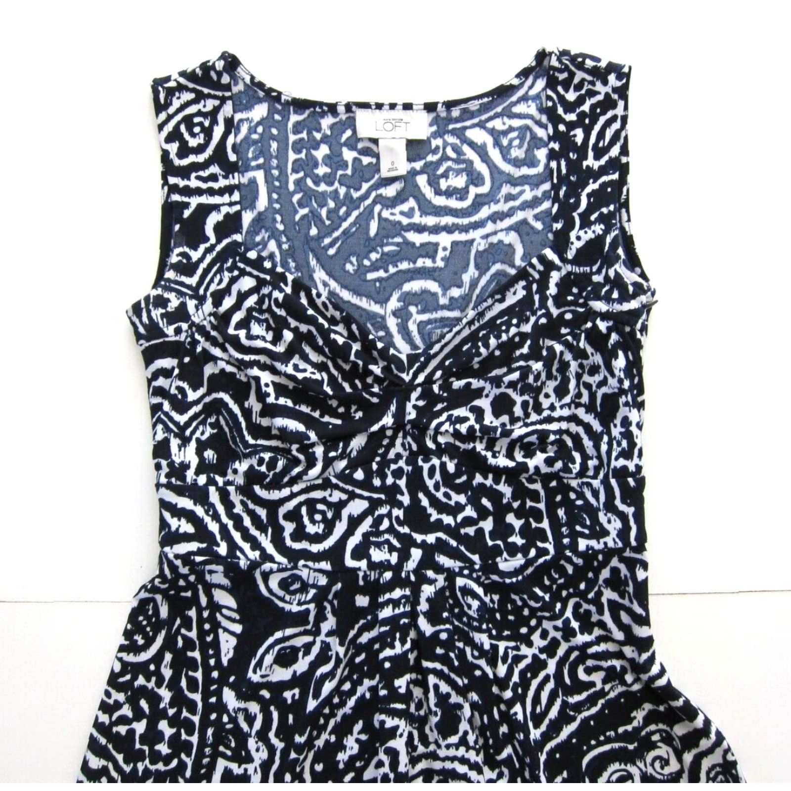 Loft Ann Taylor Loft Blue White Floral Sleeveless Empire Sheath Shift Tank Dress 0 Size XS / US 0-2 / IT 36-38 - 3 Thumbnail