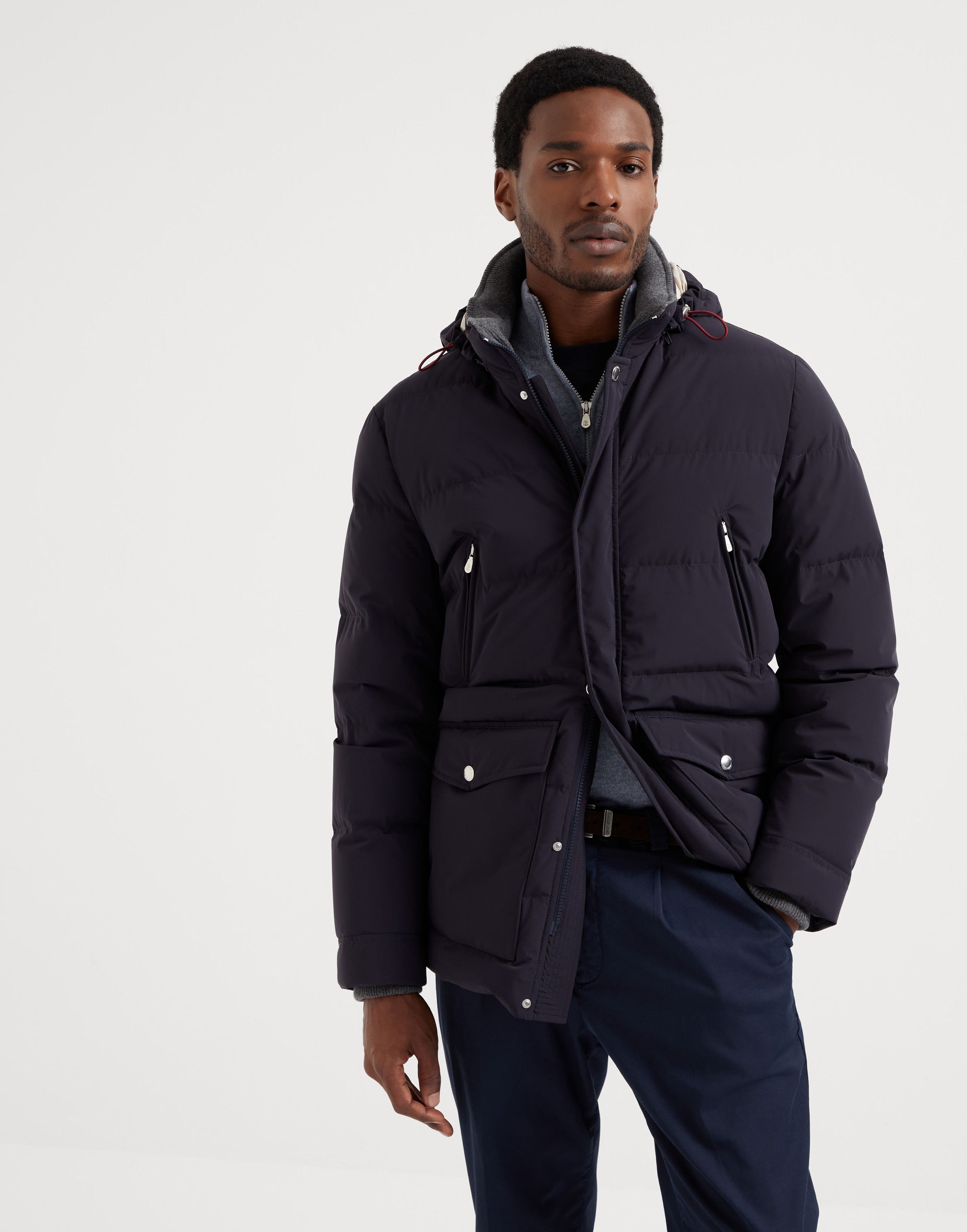 Brunello Cucinelli o1w1db10226 Wr Padded Jacket in Navy Blue Size US XL / EU 56 / 4 - 1 Thumbnail