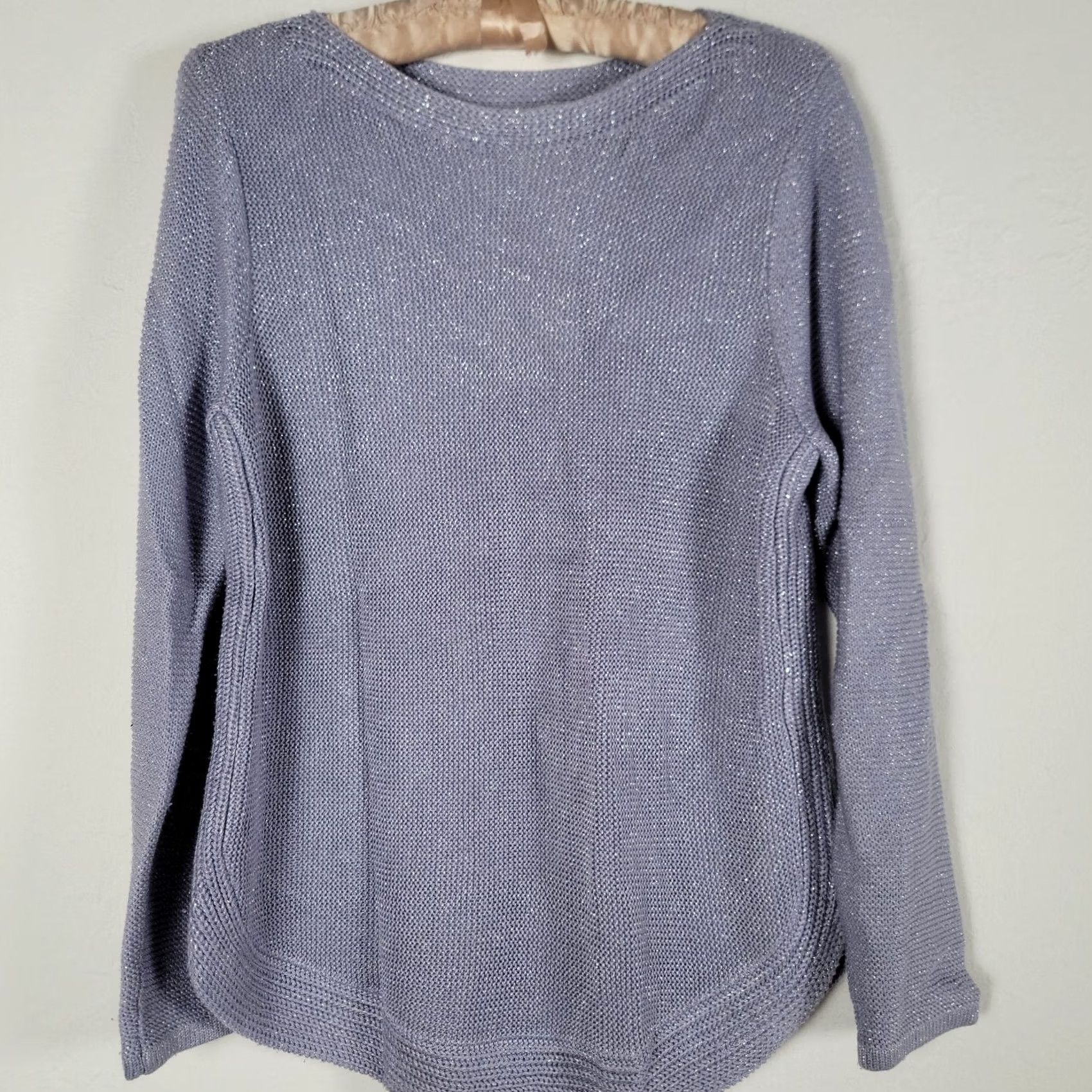Vintage Chico's Womens Crewneck Silver Knit Pullover Long Sleeve Sweater Size 2, XS? Size XS / US 0-2 / IT 36-38 - 2 Thumbnail