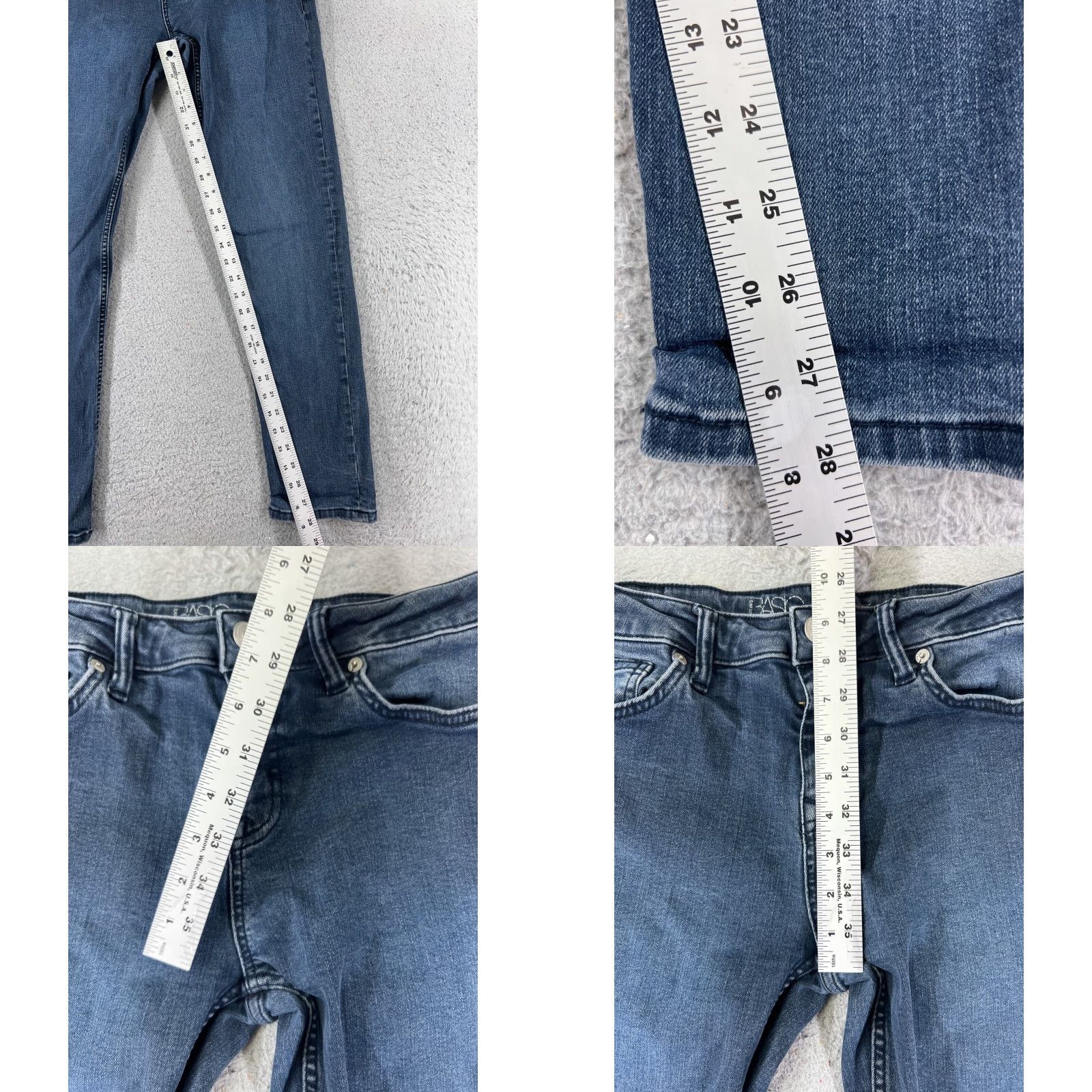 Denime Vintage Colins Basic Blue Denim Jeans Women 29x28 Mid Rise Straight Leg Distressed Cotton Blend 90s Size 30" / US 8 / IT 44 - 8 Thumbnail