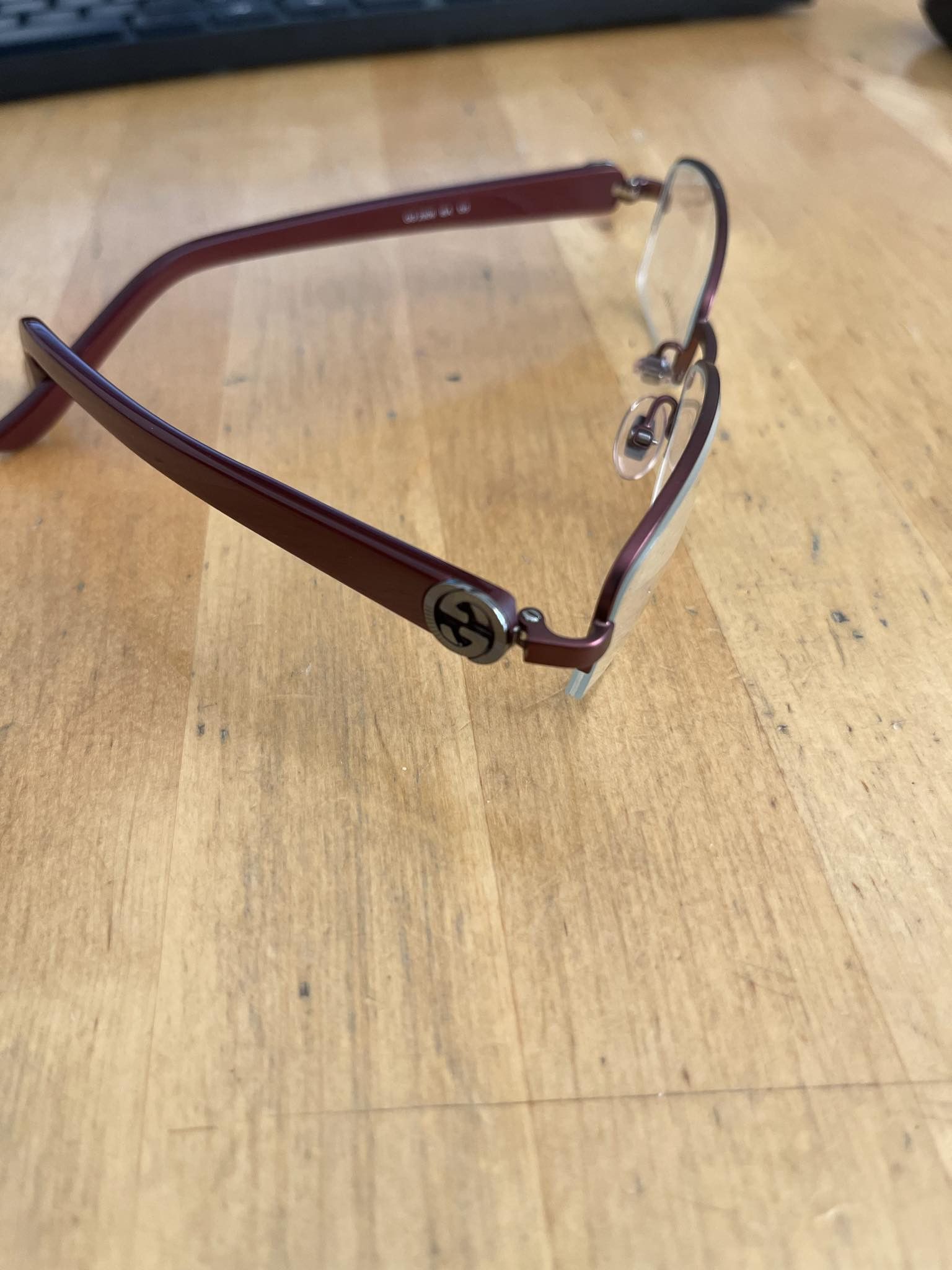 Gucci × Vintage 90's Gucci Wine Red Monogram Rectangular Frame Glasses Size ONE SIZE - 5 Thumbnail