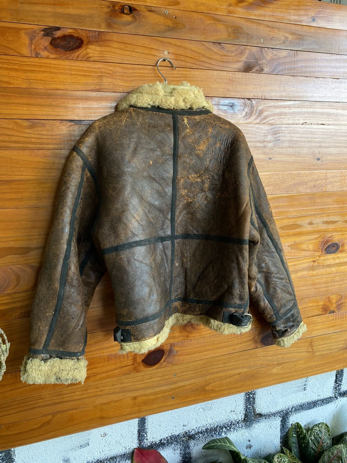 Vintage STRATH CONAR B-3 Shearling Leather Flight Jacket Distressed Size US M / EU 48-50 / 2 - 23 Thumbnail