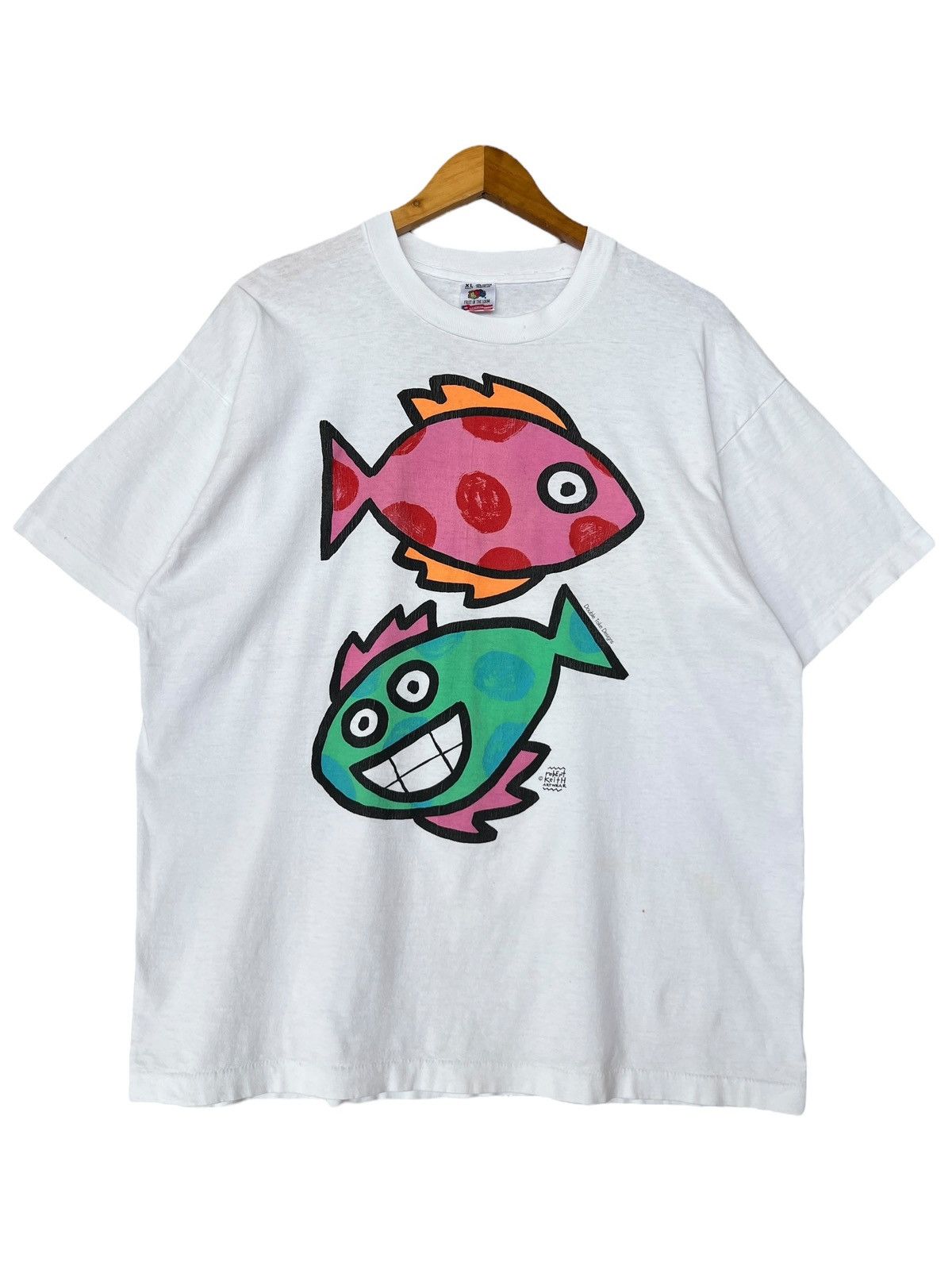 Vintage Vintage 90s Fish Funny Art Cartoon Short Sleeve Tees Size US XL / EU 56 / 4 - 1 Thumbnail