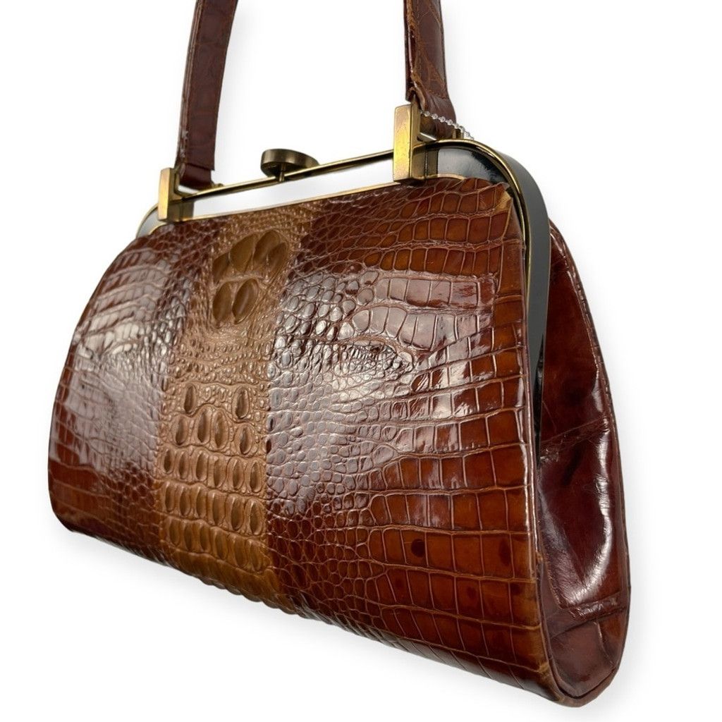Vintage Genuine Crocodile Leather Hornback Skin Top Handle Bag (VTG) Size ONE SIZE - 5 Thumbnail