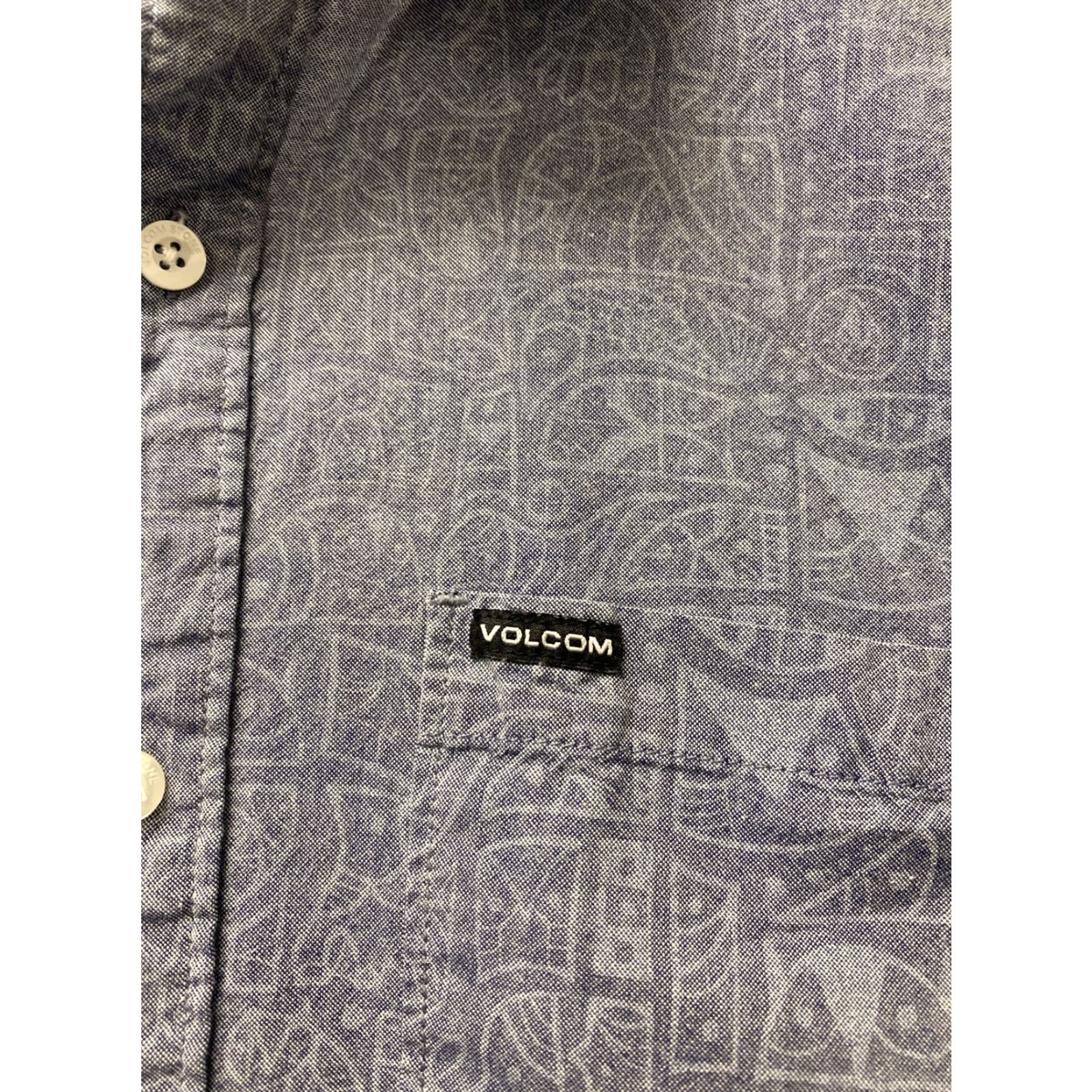 Volcom Volcom Button Down Shirt Men's Short Sleeve Cotton Solid Gray Size XL Size US XL / EU 56 / 4 - 2 Thumbnail