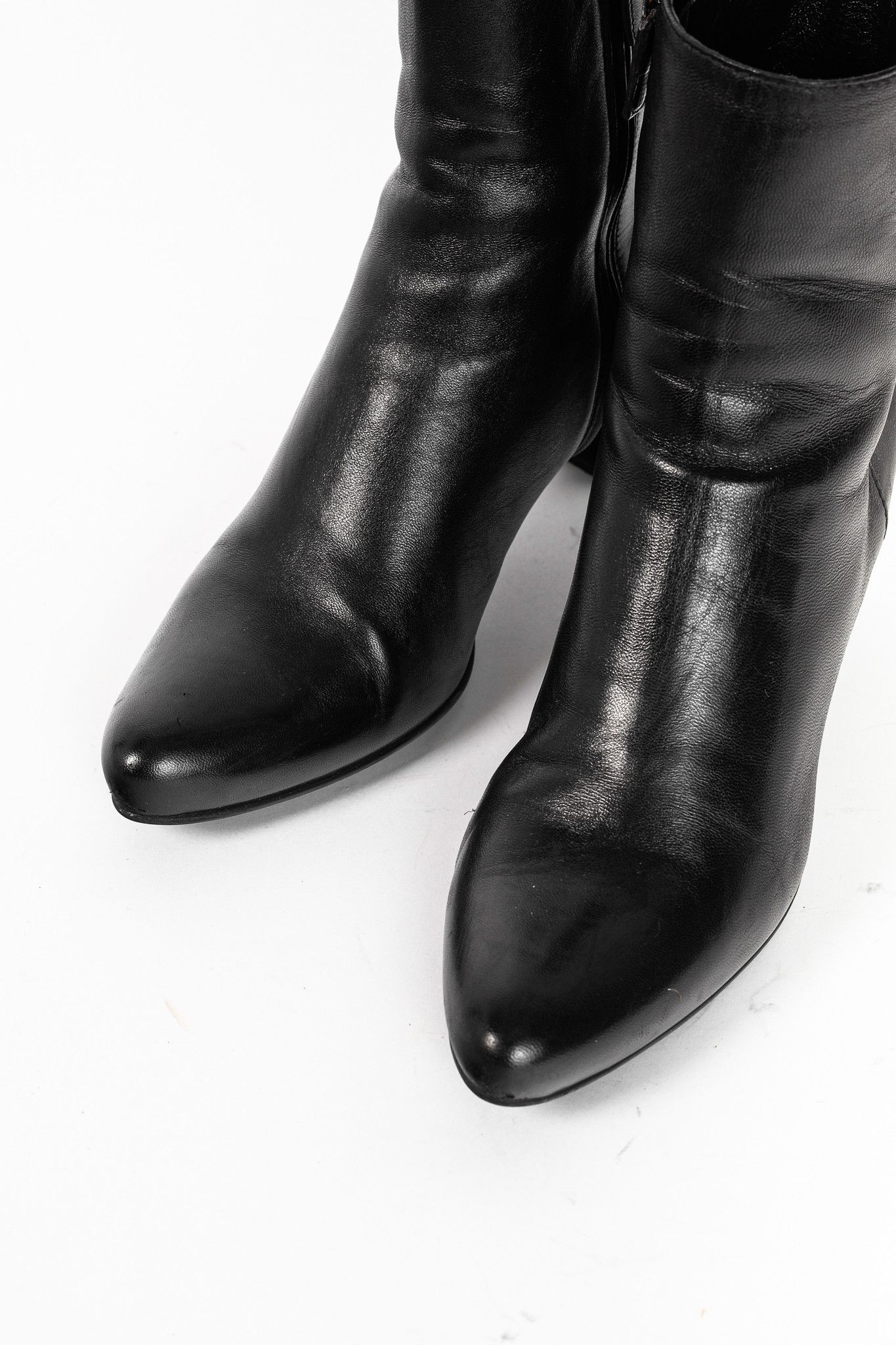 Prada Prada Black Leather Almond-Toe Ankle Boots Size US 7.5 / IT 37.5 - 6 Thumbnail