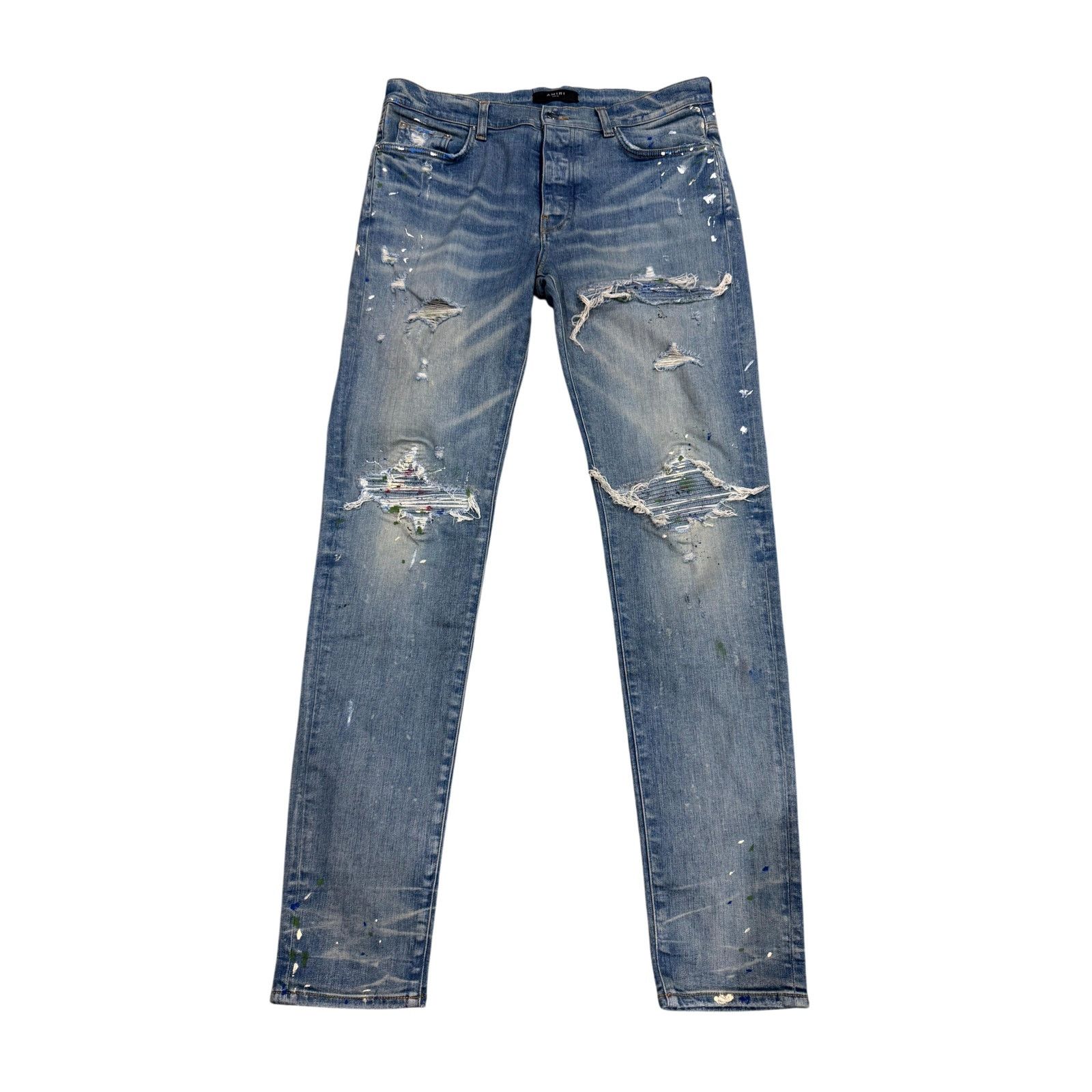 Amiri MX1 Paint Splatter Light Wash Jeans