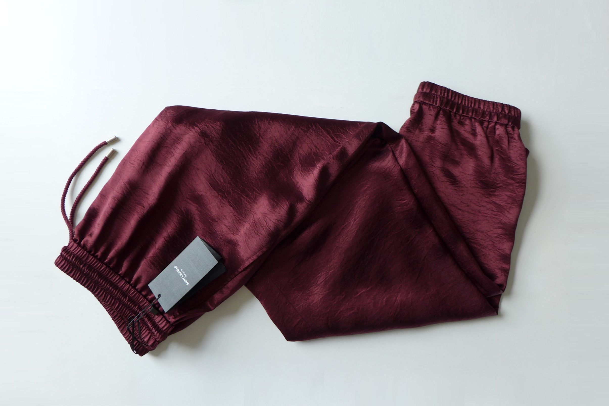 Saint Laurent Paris Saint Laurent Drawstring Track Pants - Burgundy Satin Size US 34 / EU 50 - 8 Thumbnail