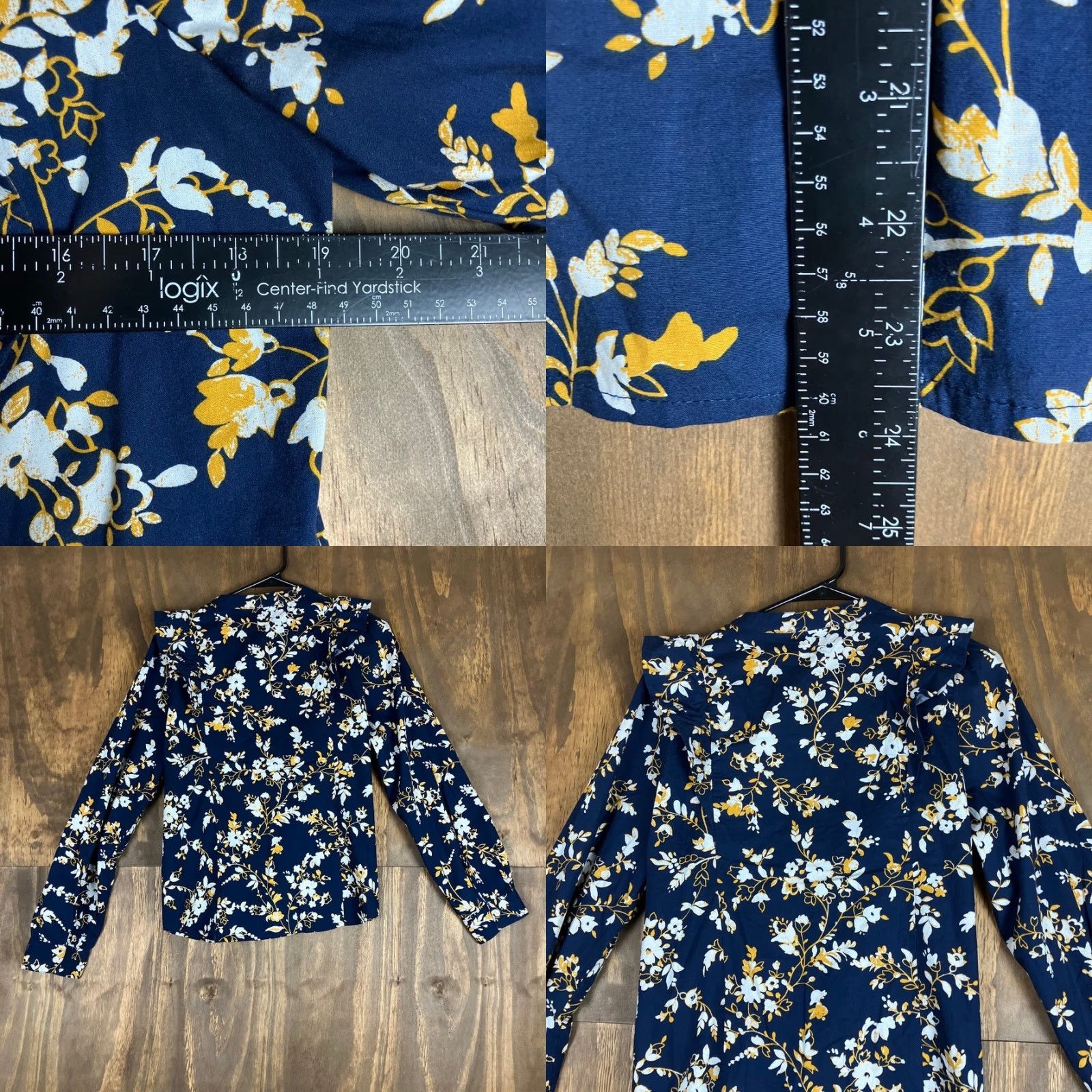 J.Crew J. Crew Blouse Womens Blue Multicolored Floral Ruffle Button Down Long Sleeve M Shirt Size M / US 6-8 / IT 42-44 - 8 Thumbnail