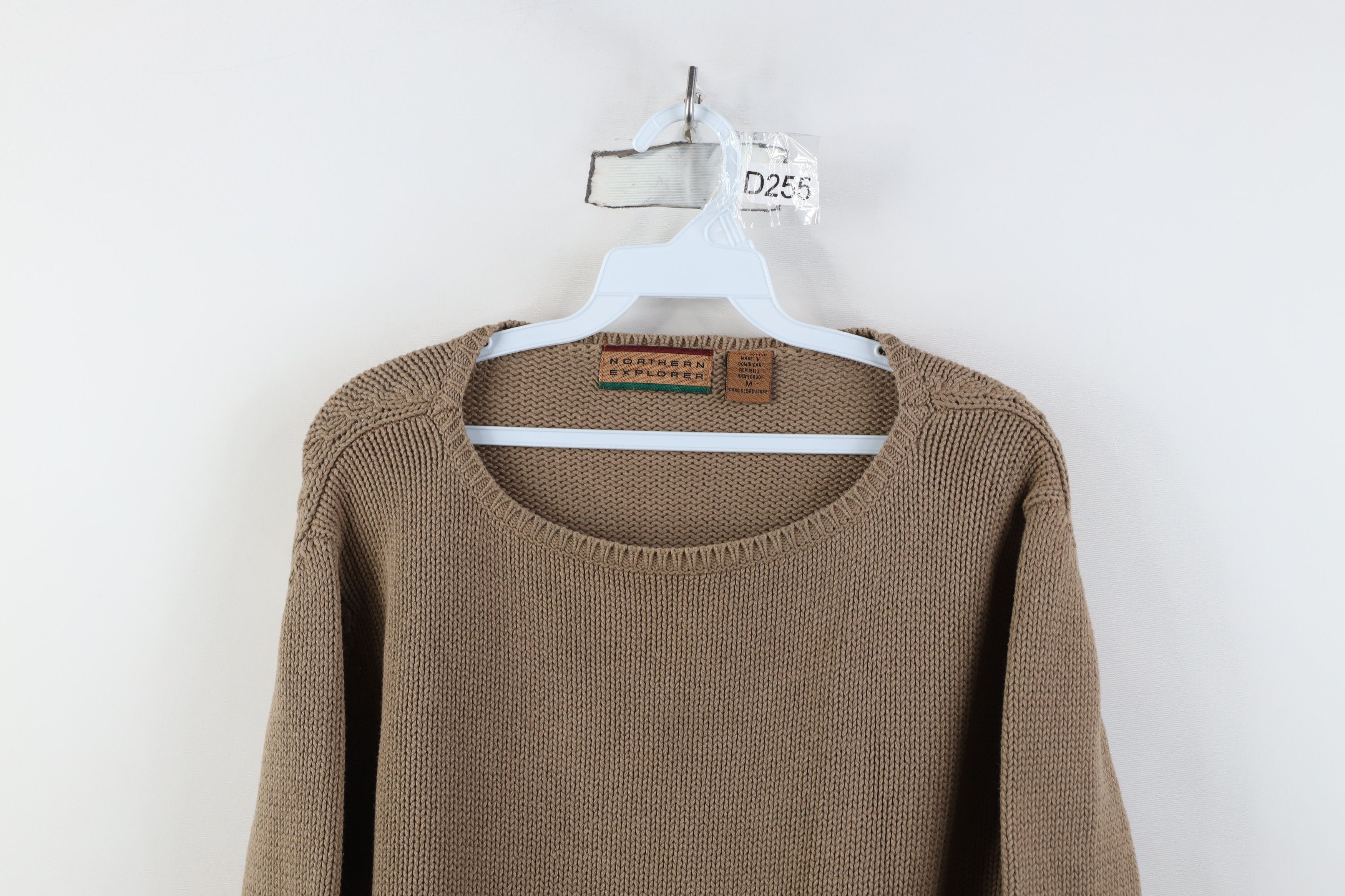 Vintage Vinage 90s Streetwear Blank Cotton Ribbed Knit Sweater Beige Size M / US 6-8 / IT 42-44 - 2 Thumbnail